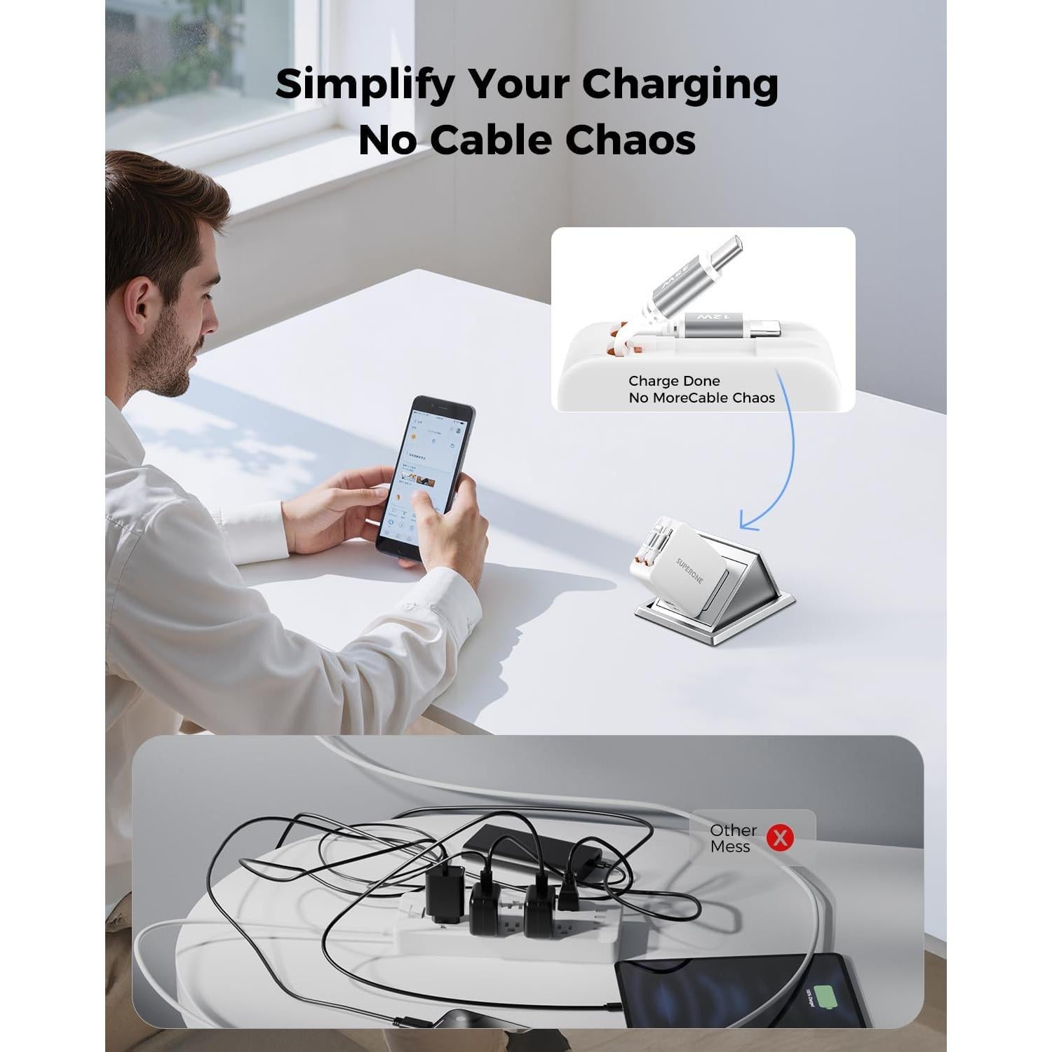 Cargador de Pared Retráctil Superone 4-en-1 35W USB-C