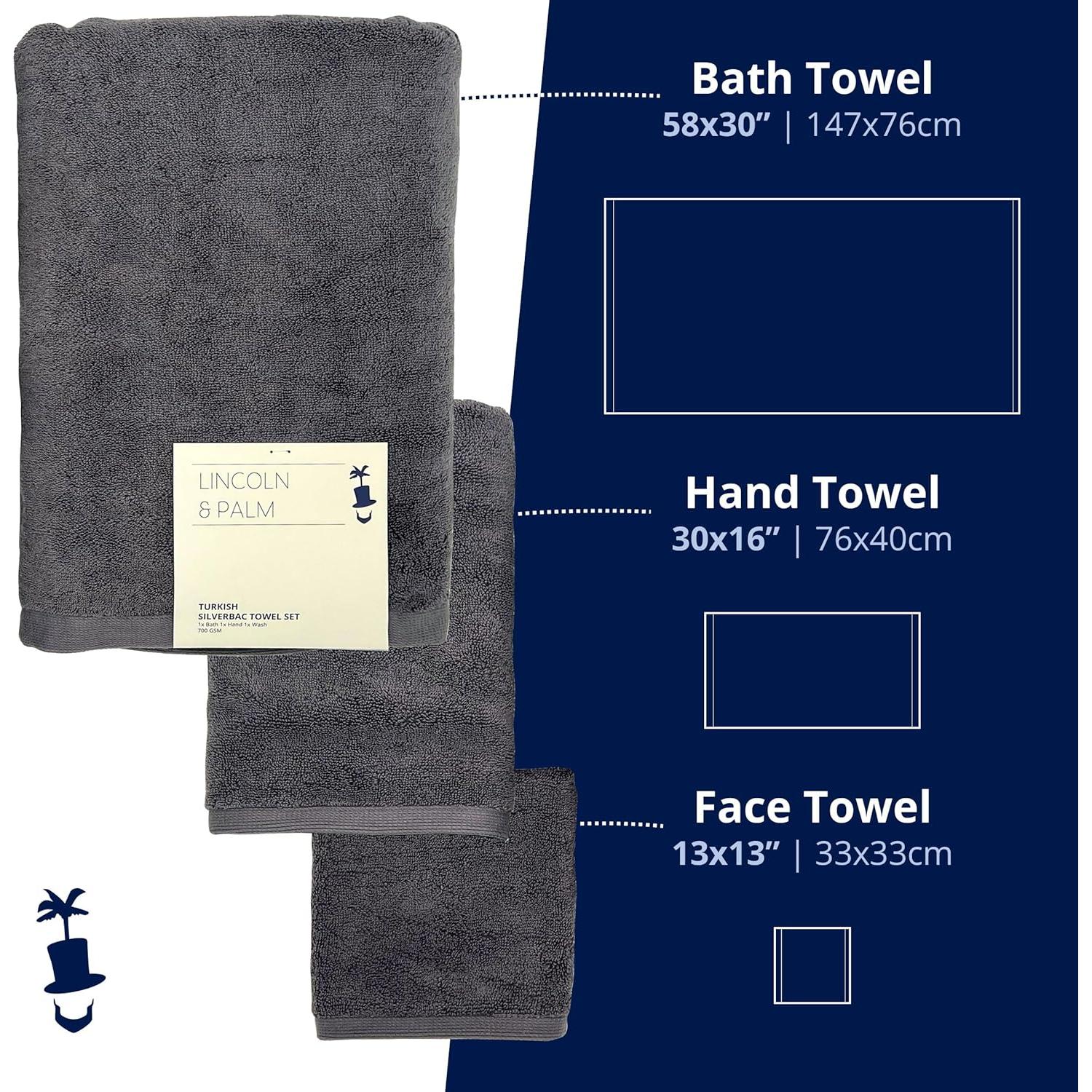 Conjunto de Toallas Lincoln & Palm 3 Piezas 700 GSM Carbón