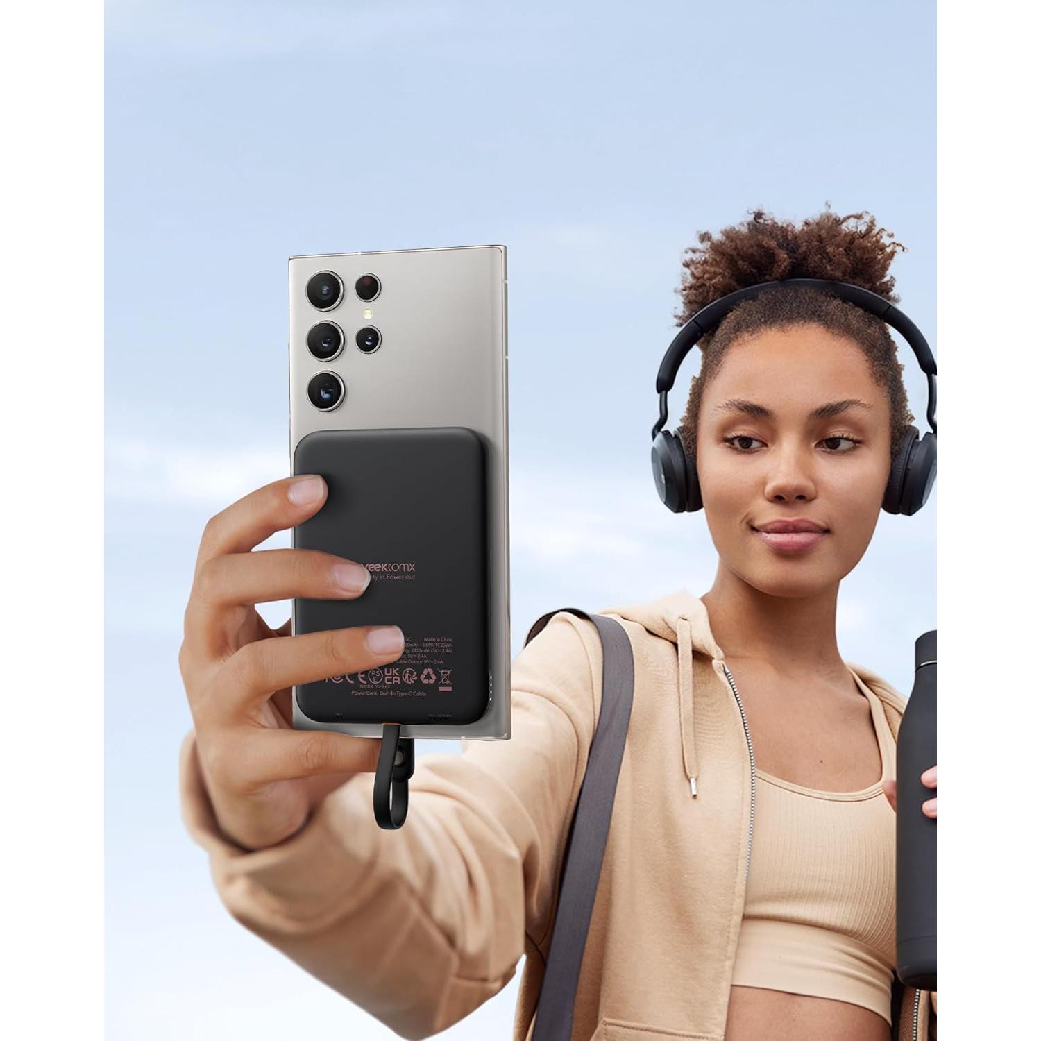 Cargador Portátil VEEKTOMX 5000mAh USB-C Delgado Negro