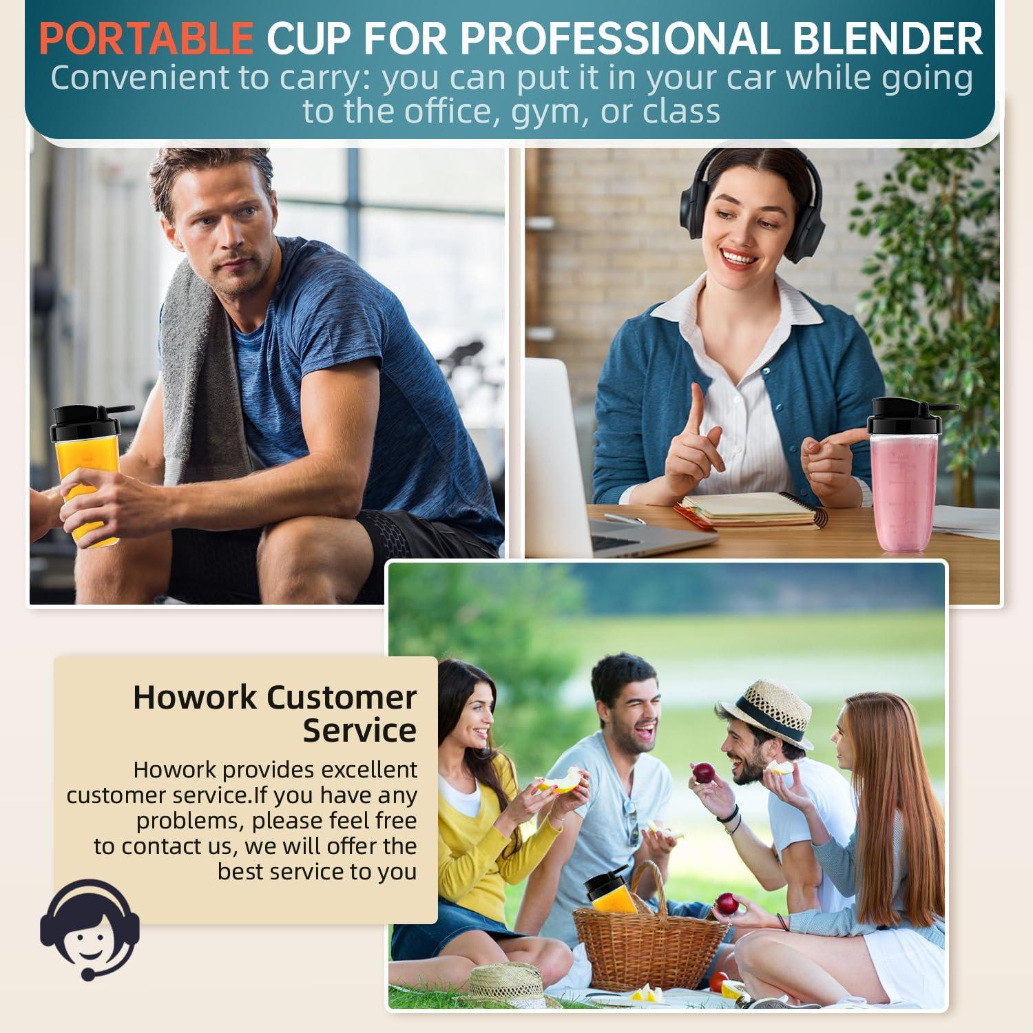 Licuadora Personal HOWORK 750W Tarro Vidrio 1.6L 2 Velocidades