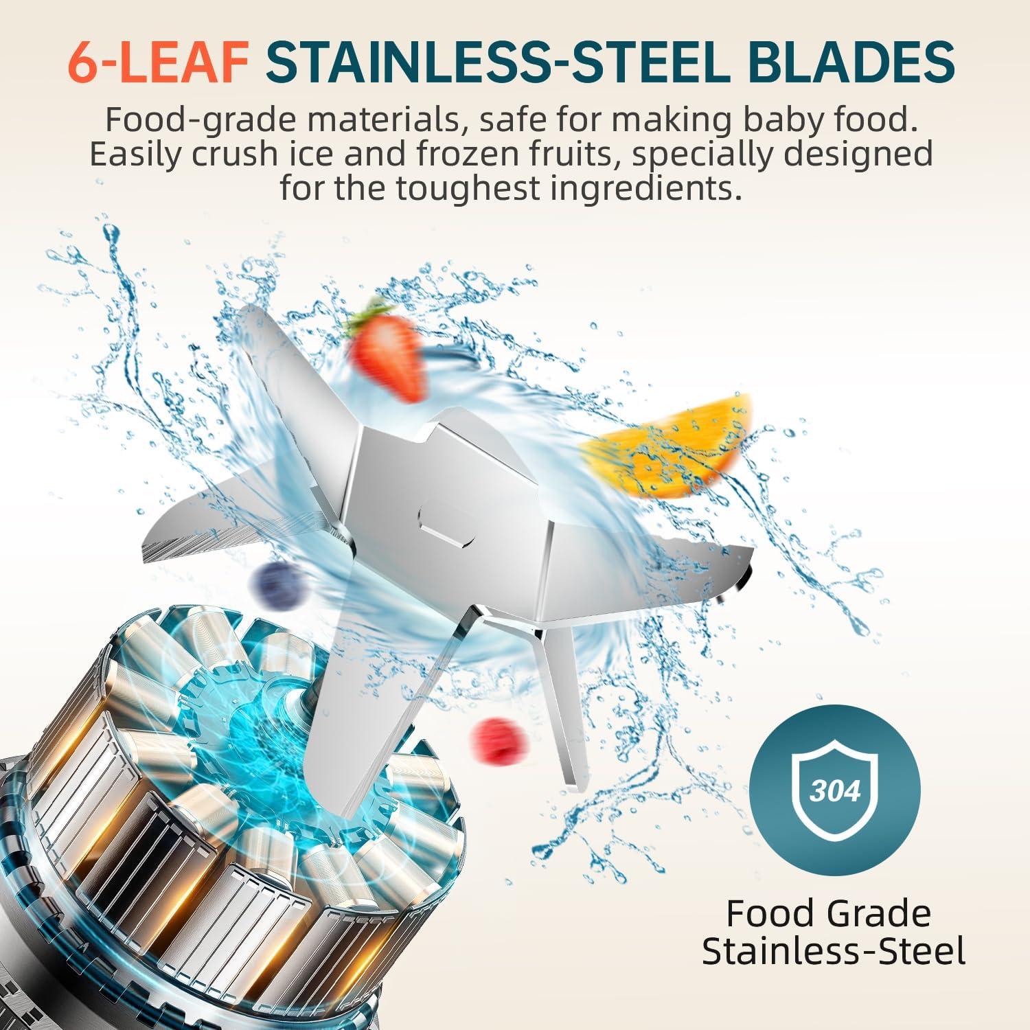 Licuadora Personal HOWORK 750W Tarro Vidrio 1.6L 2 Velocidades