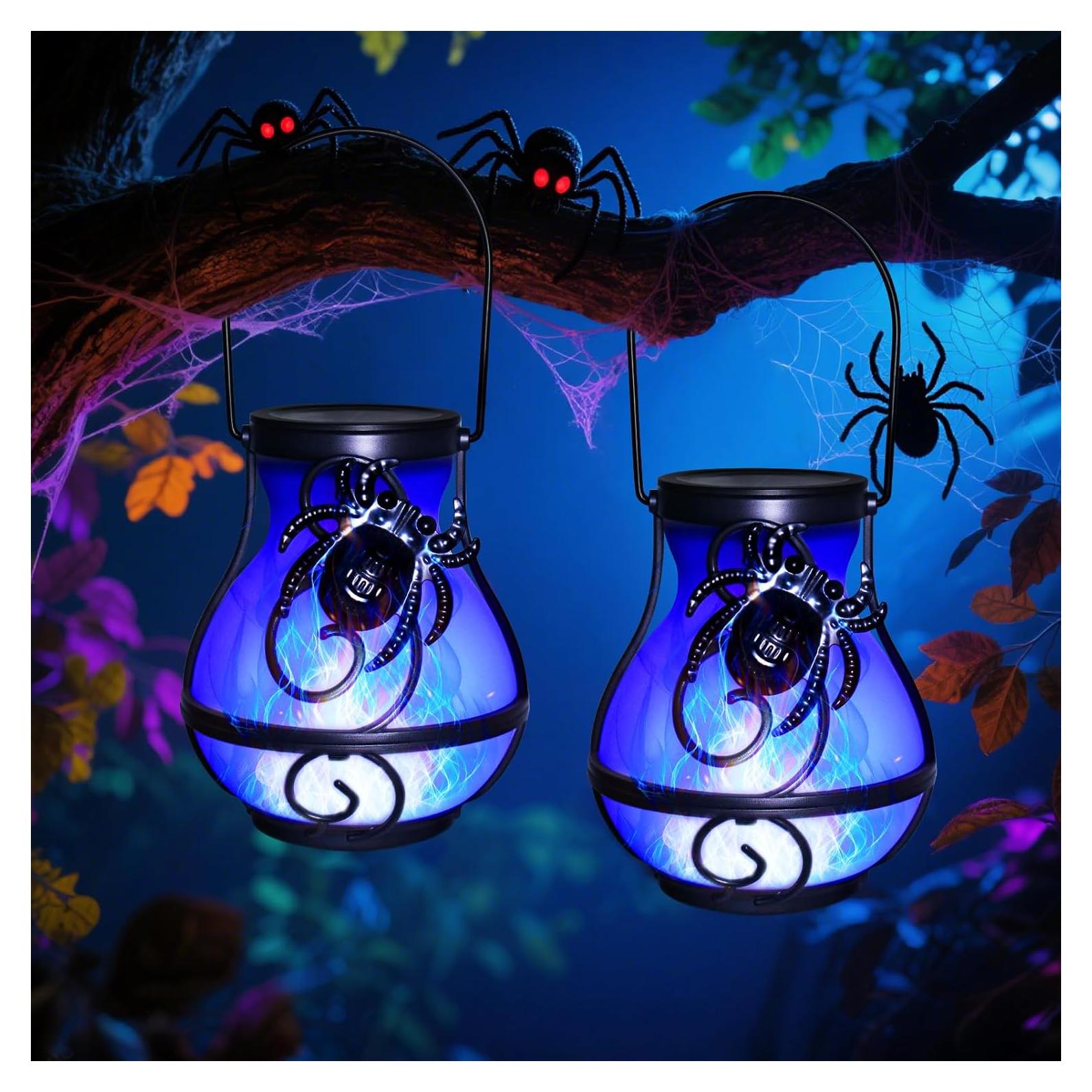 Paquete de 2 Linternas Solares de Araña para Halloween