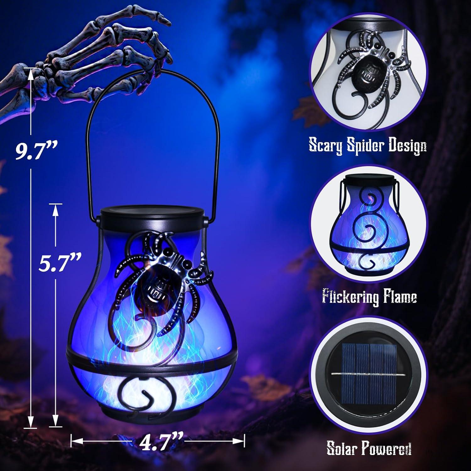 Paquete de 2 Linternas Solares de Araña para Halloween