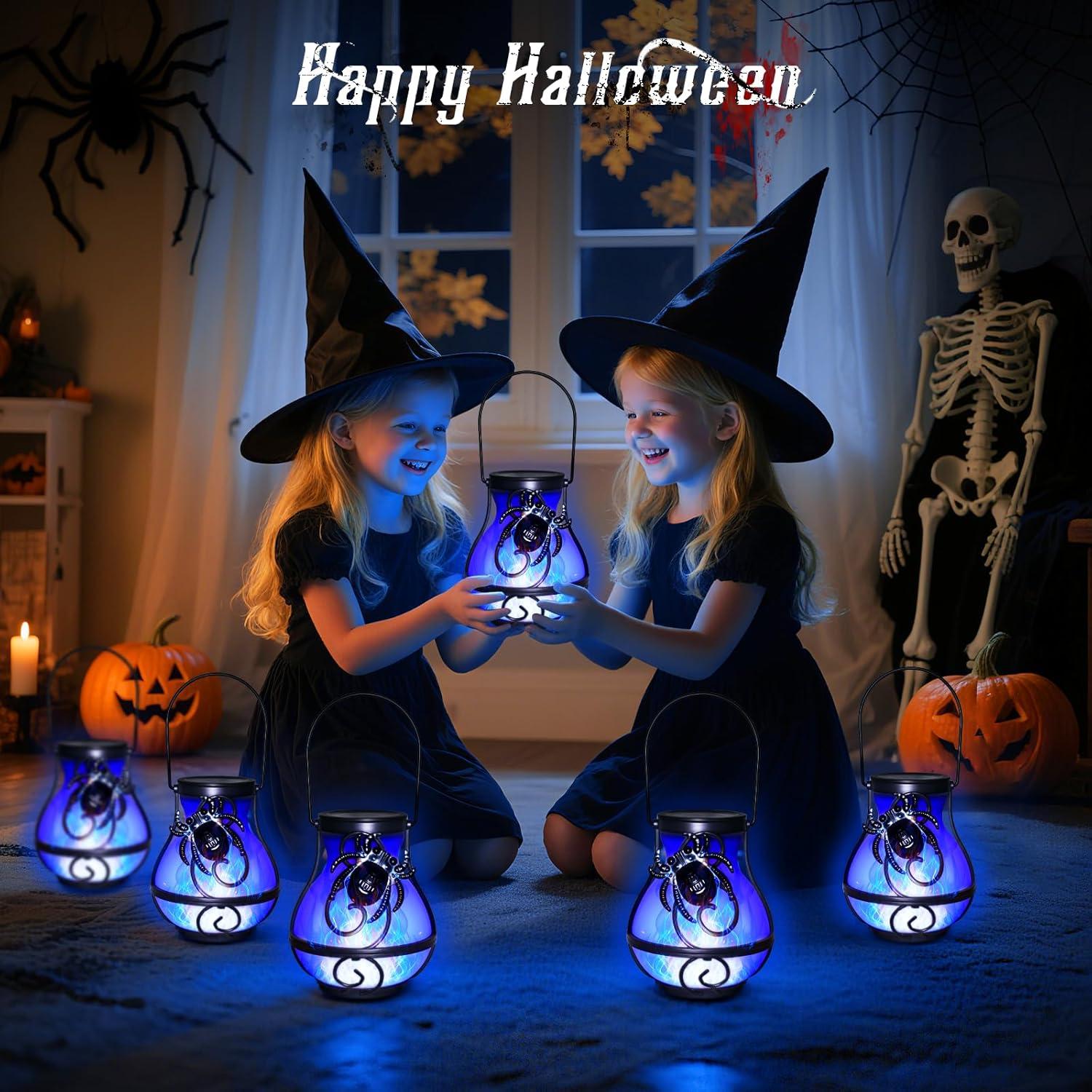 Paquete de 2 Linternas Solares de Araña para Halloween