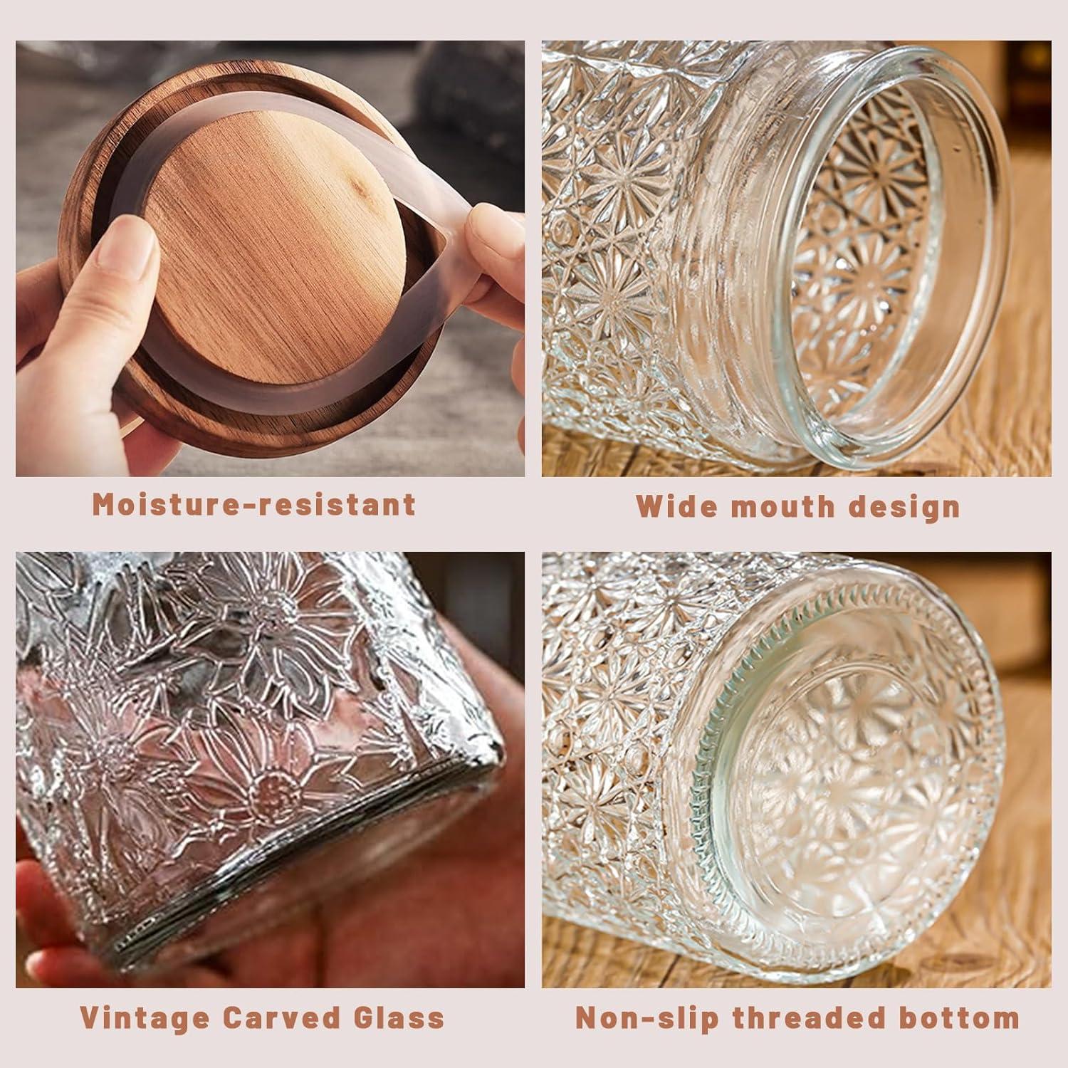 Tarro de Vidrio Vintage 24 oz con Tapa de Madera Hermética