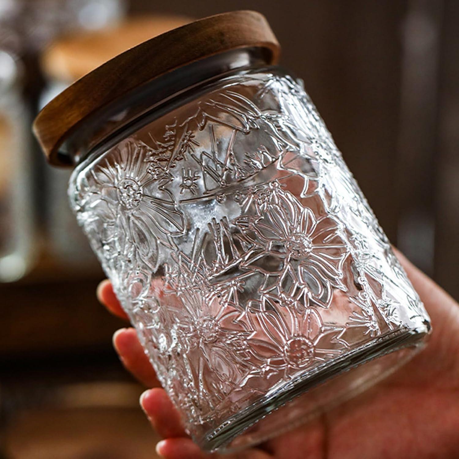 Tarro de Vidrio Vintage 24 oz con Tapa de Madera Hermética