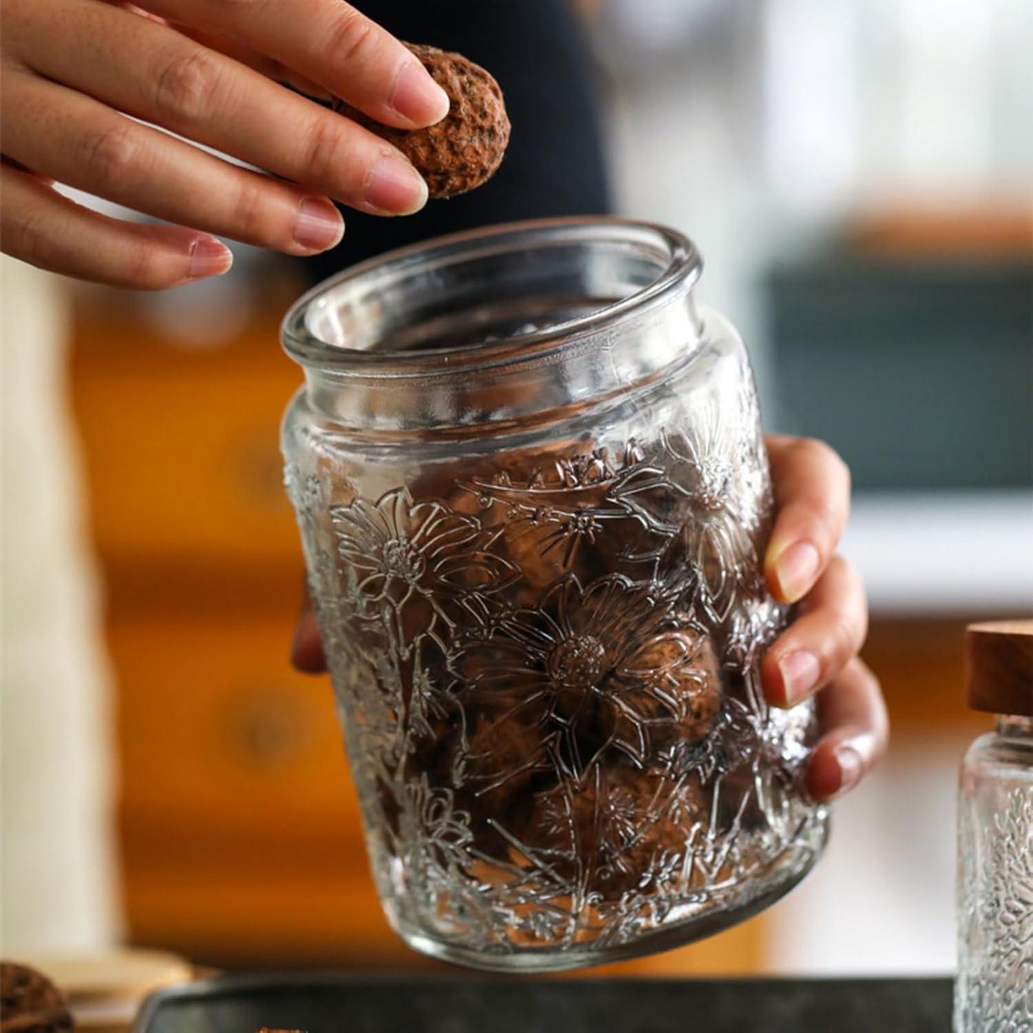 Tarro de Vidrio Vintage 24 oz con Tapa de Madera Hermética