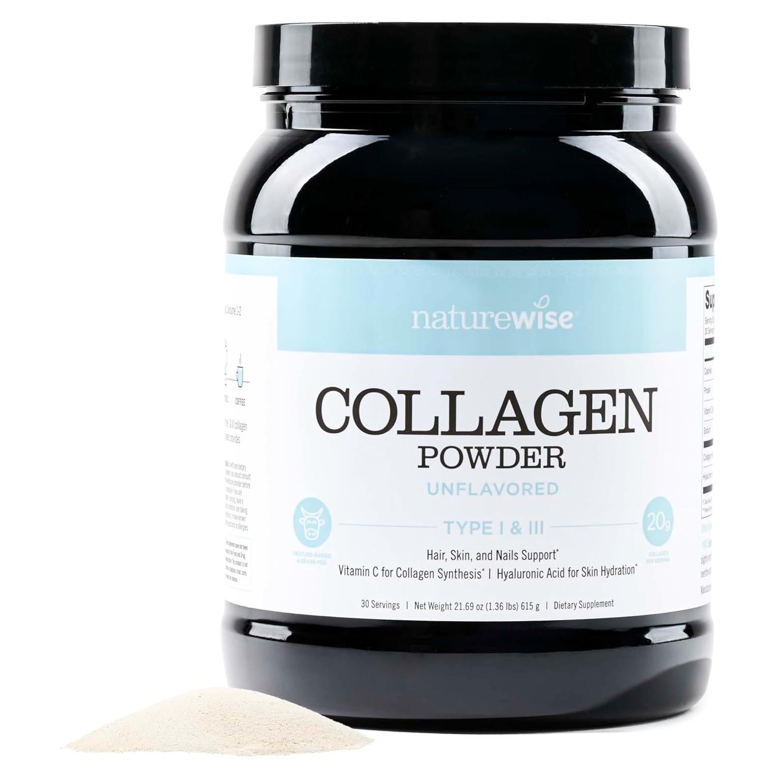 NatureWise Polvo de Colágeno 20g con Ácido Hialurónico y Vitamina C