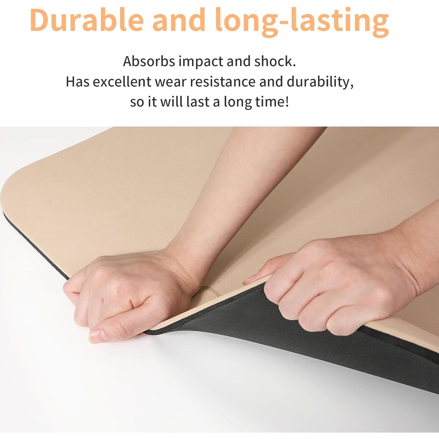 Alfombrilla de Yoga Antideslizante PAIDU 10mm Beige y Negro