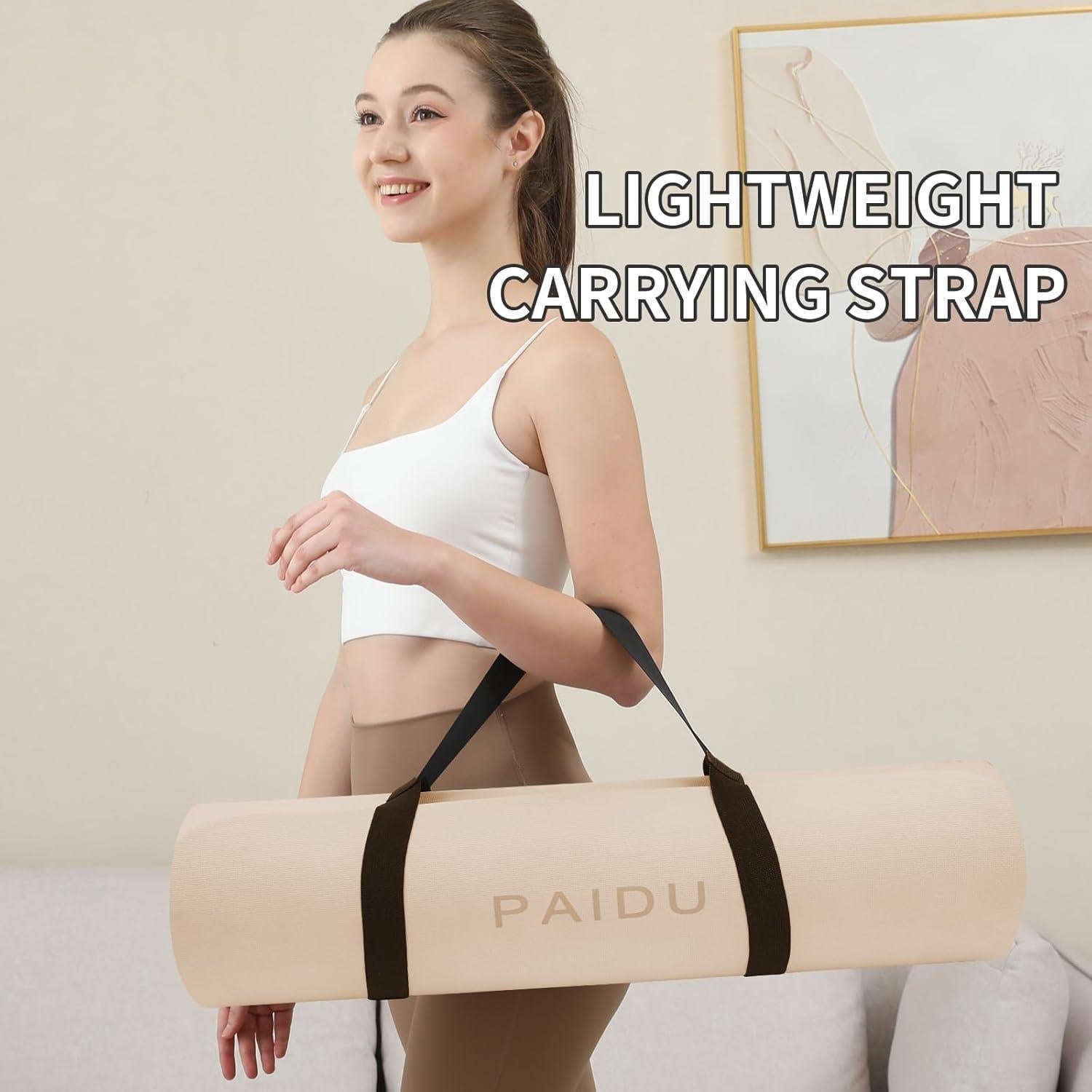 Alfombrilla de Yoga Antideslizante PAIDU 10mm Beige y Negro