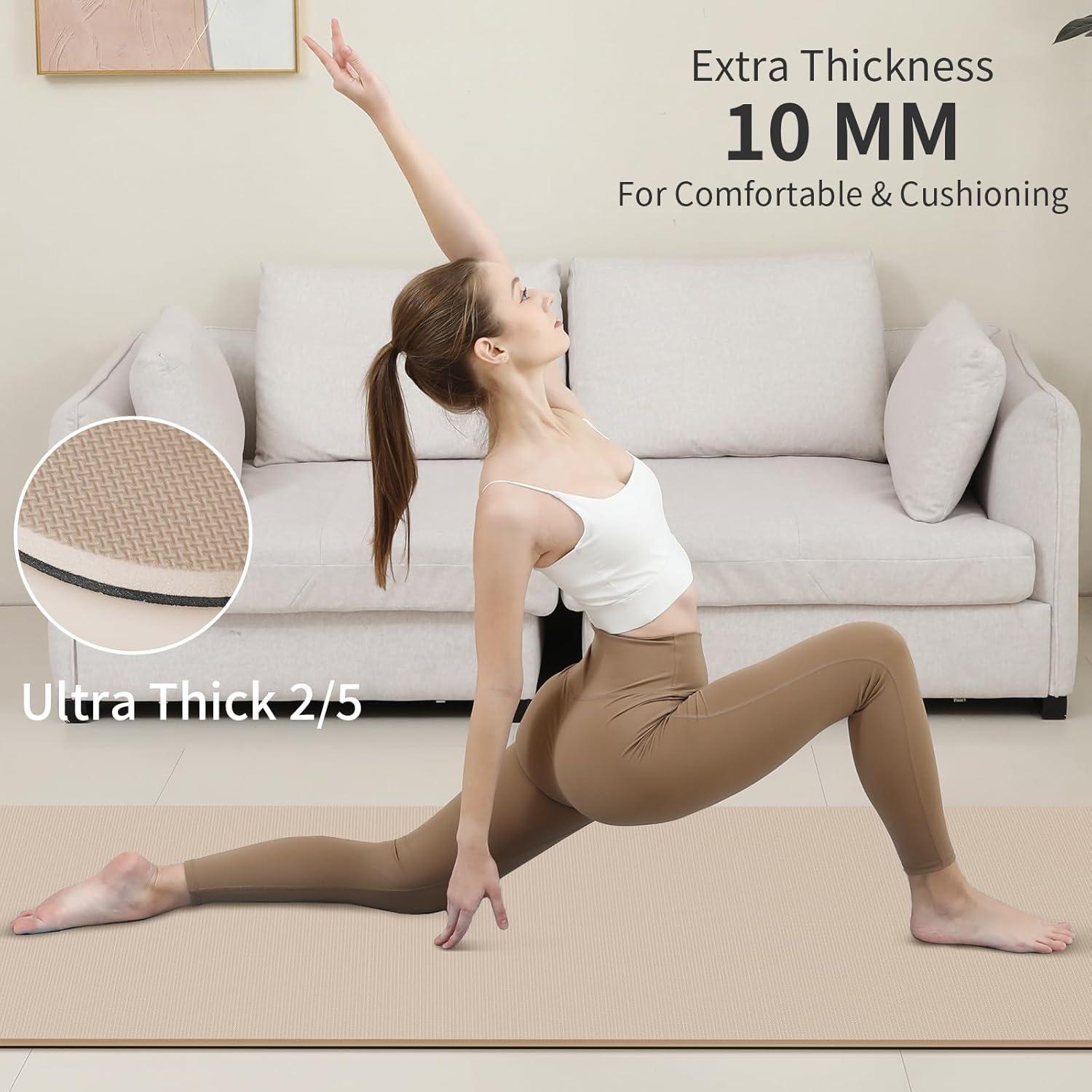 Alfombrilla de Yoga Antideslizante PAIDU 10mm Beige y Negro