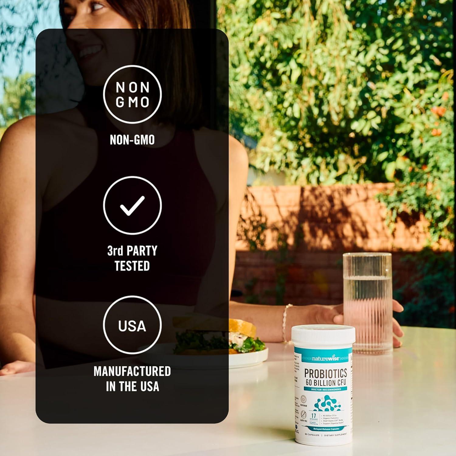 NatureWise Probióticos 60 Mil Millones CFU - 30 Cápsulas Vegetariano