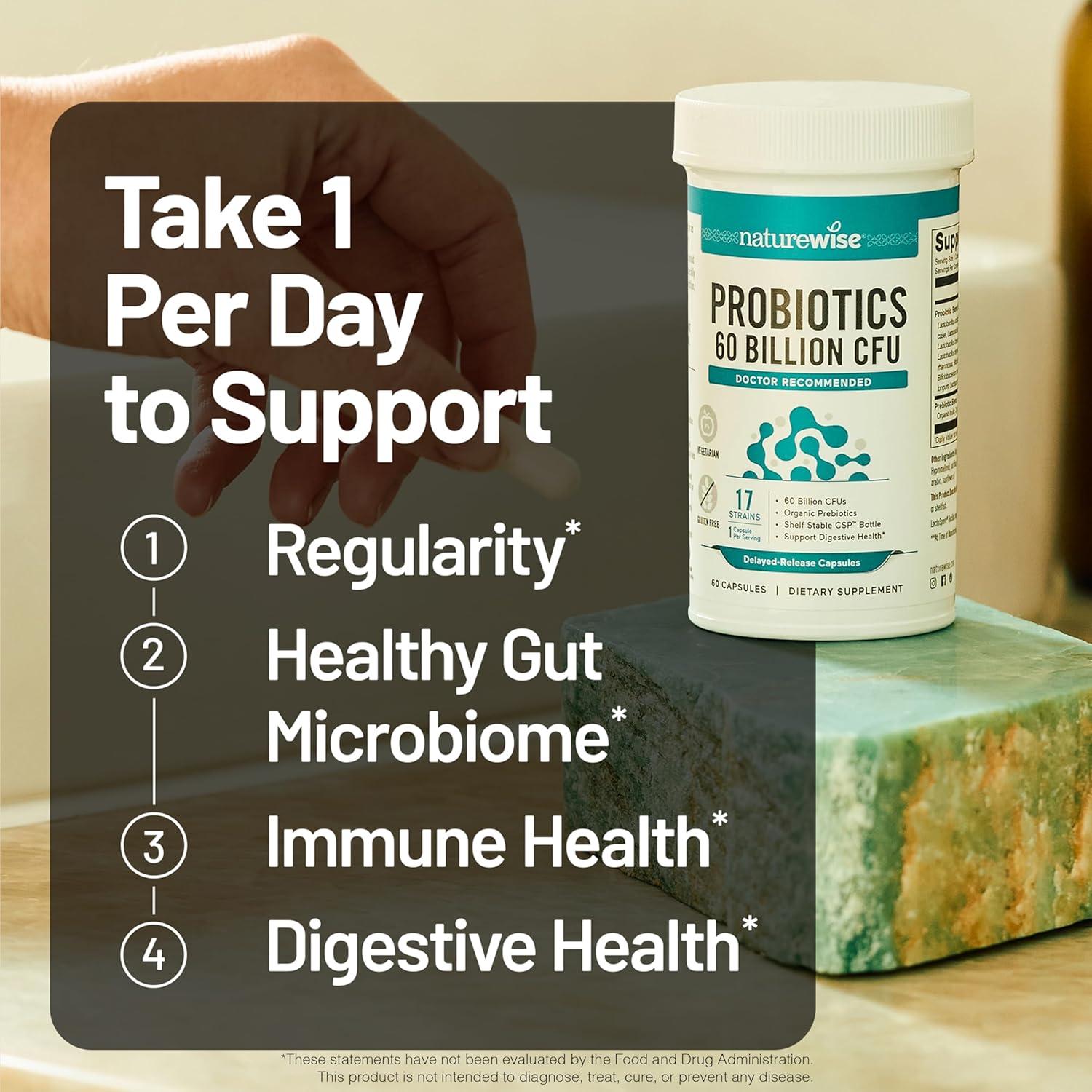 NatureWise Probióticos 60 Mil Millones CFU - 30 Cápsulas Vegetariano