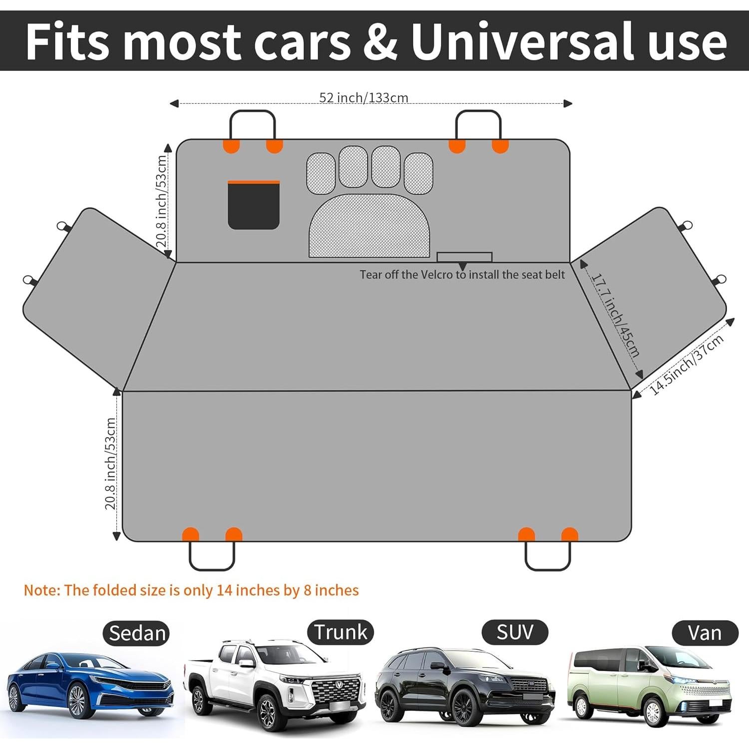 Funda de Asiento Trasero para Perros Zoramey Impermeable 600D