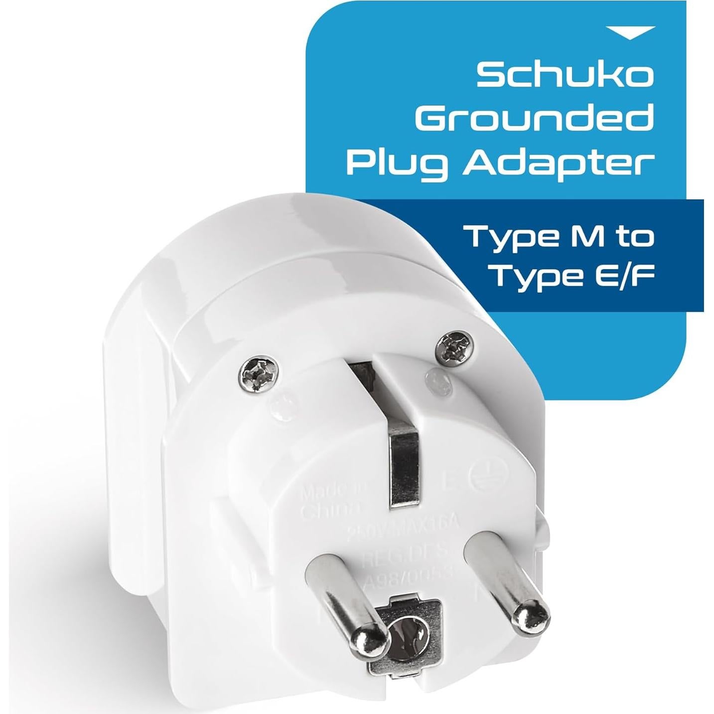 Adaptador de Enchufe Schuko Sudáfrica a Europa Ceptics SA-EU 250V 13A