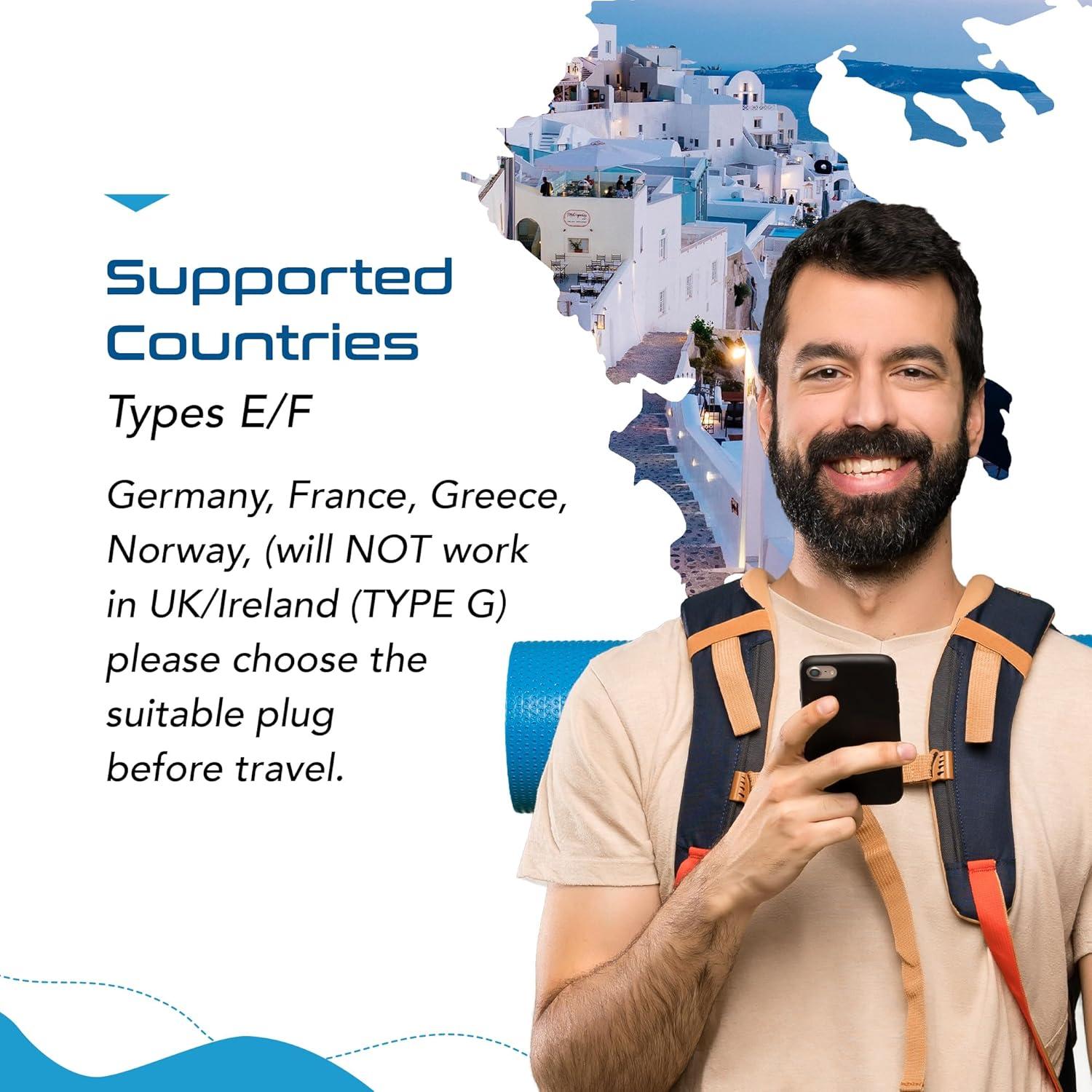 Adaptador de Enchufe Schuko Sudáfrica a Europa Ceptics SA-EU 250V 13A