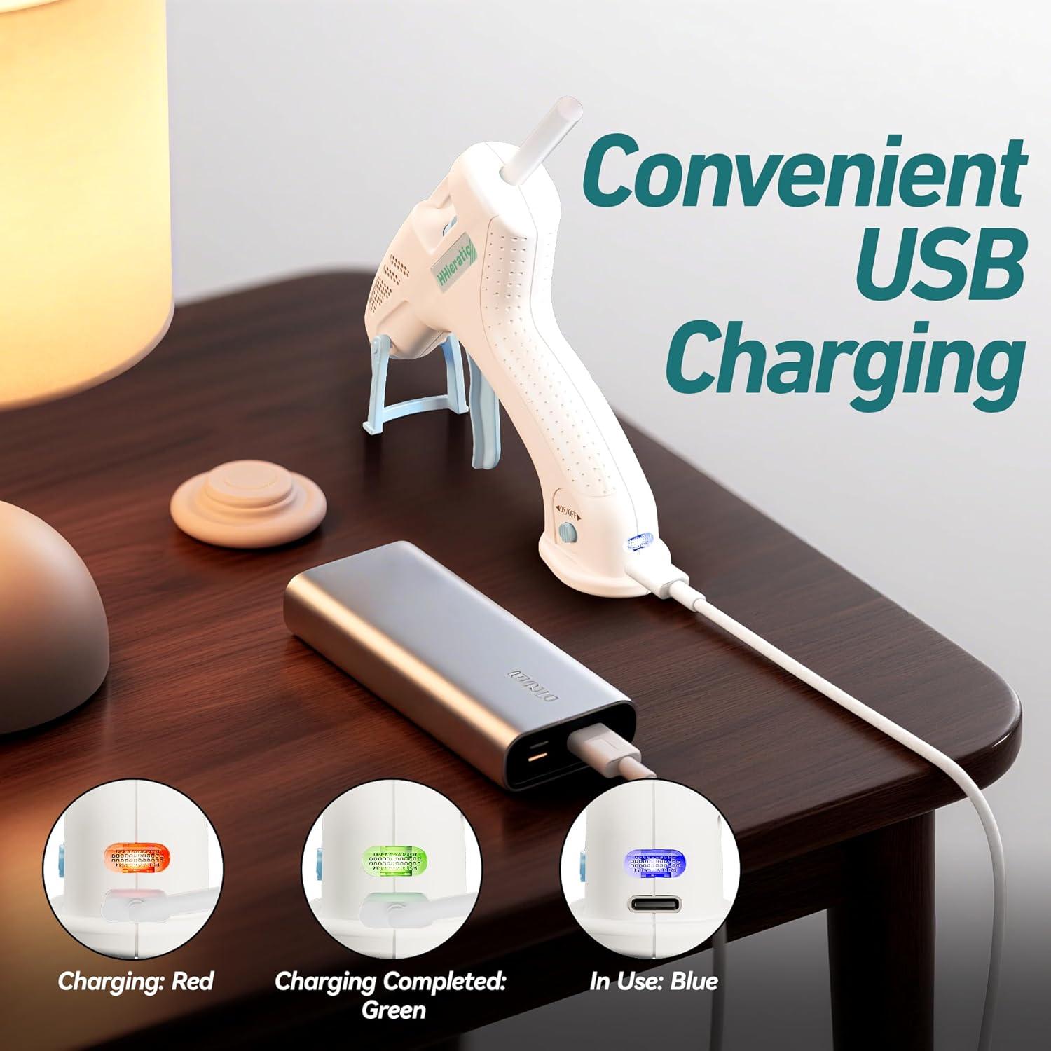 Pistola de Pegamento Caliente Inalámbrica HHieratic 20W con 30 Barras