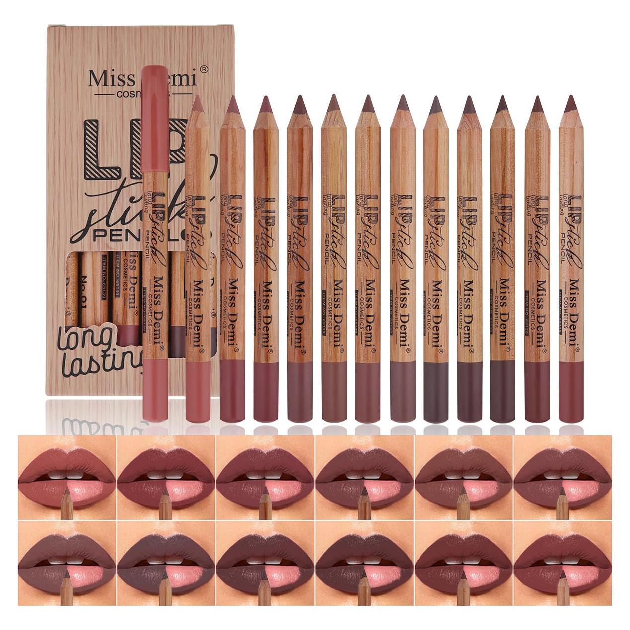 Juego de 12 Lápices Labiales Impermeables Katiluxiya