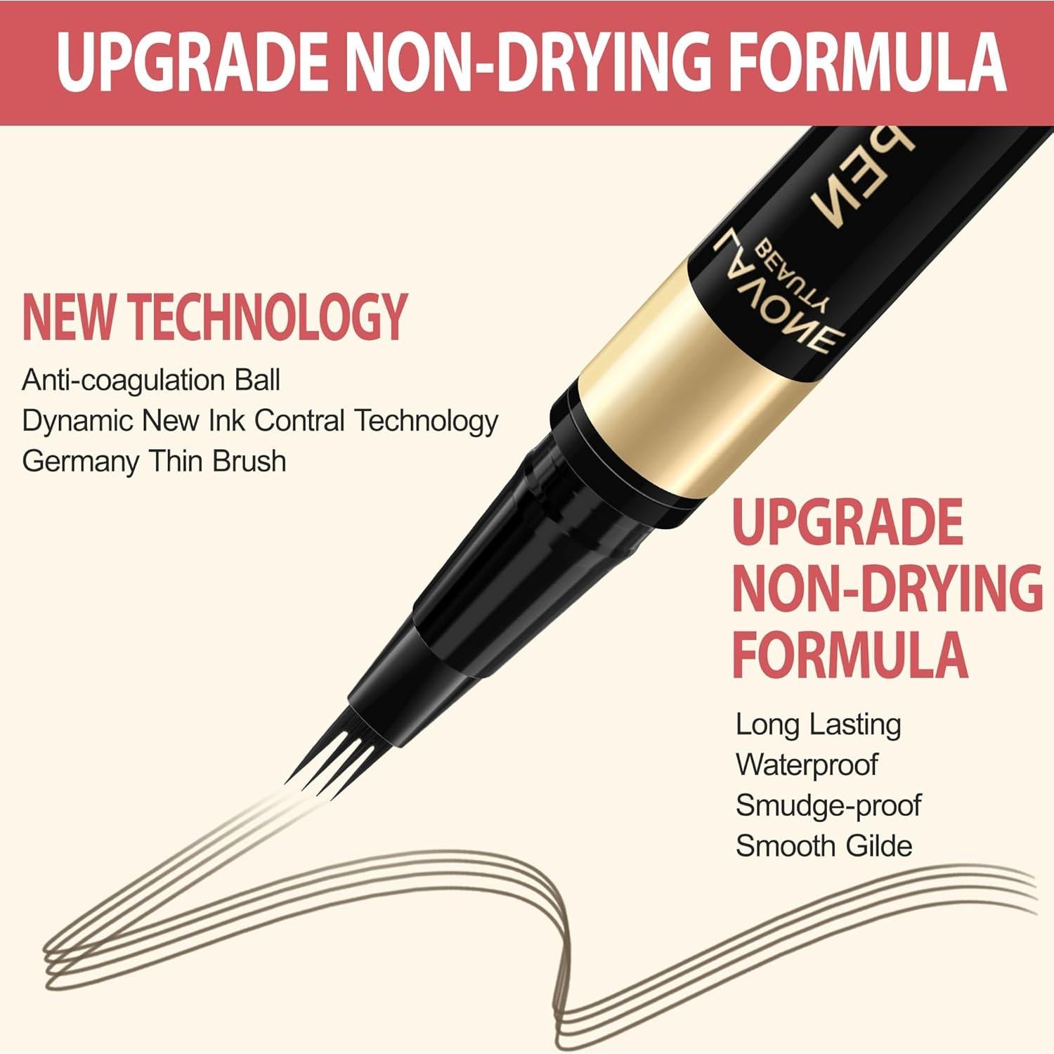 Lápiz de Cejas 2-en-1 LAVONE Microblading Marrón Ceniza