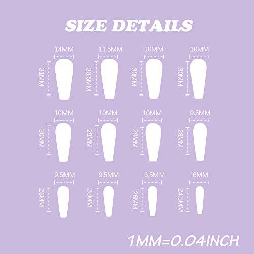 Uñas Postizas Largas Coffin MISUD 24 pcs Rojo Negro Gótico