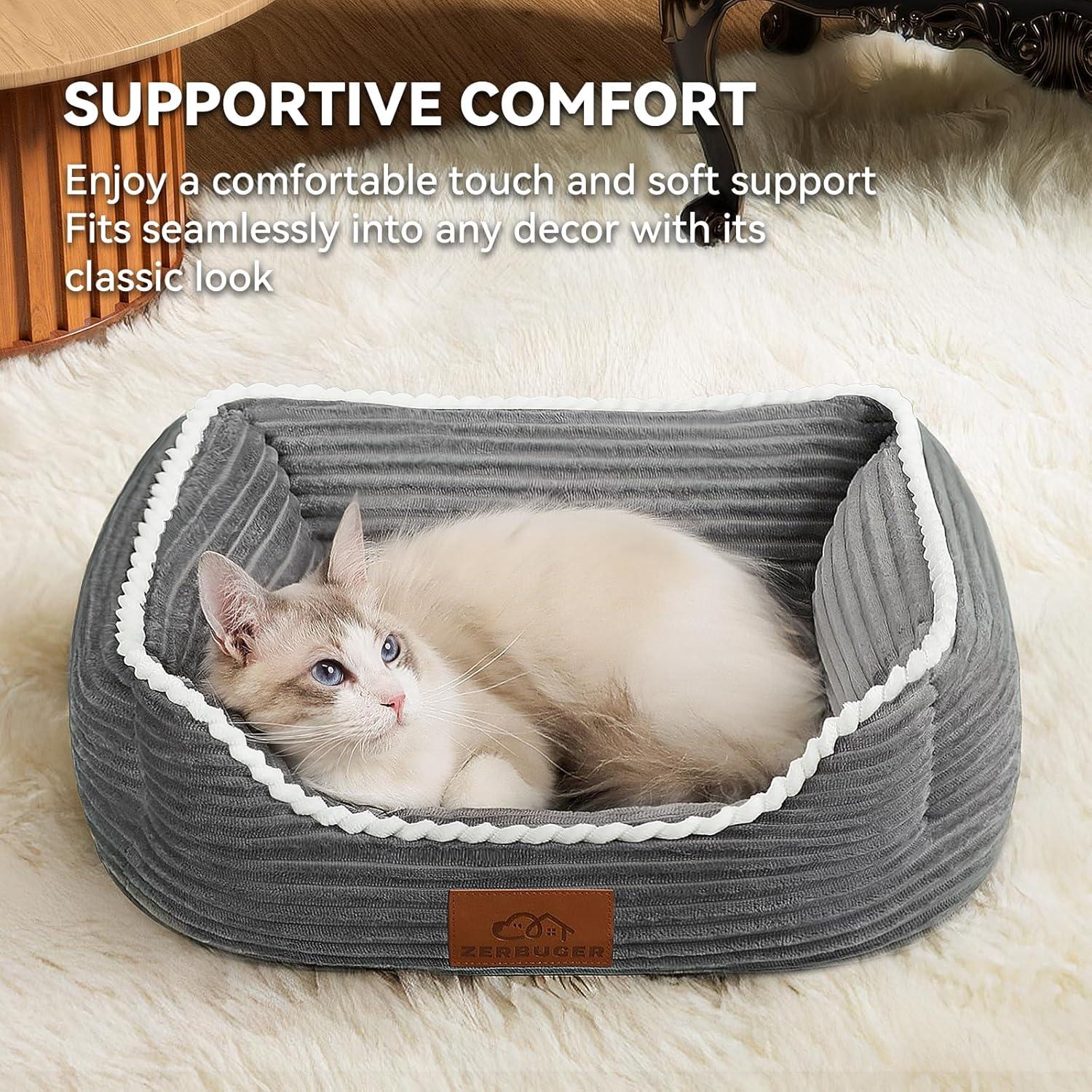 Cama Suave para Gatos y Perros ZBGUS Pequeña Gris Antideslizante