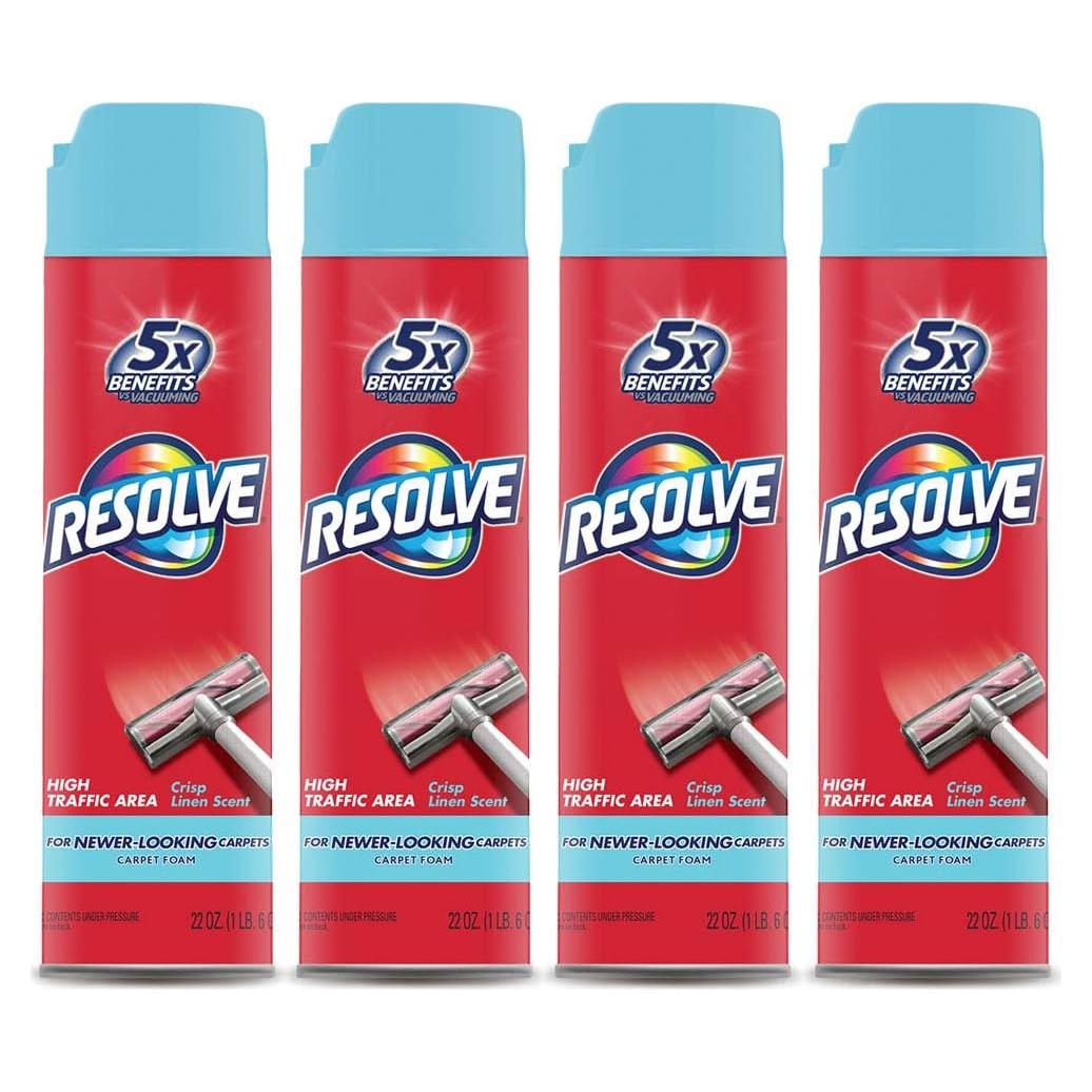 Espuma limpiadora de alfombra Resolve 88 oz, lino fresco, 4 latas