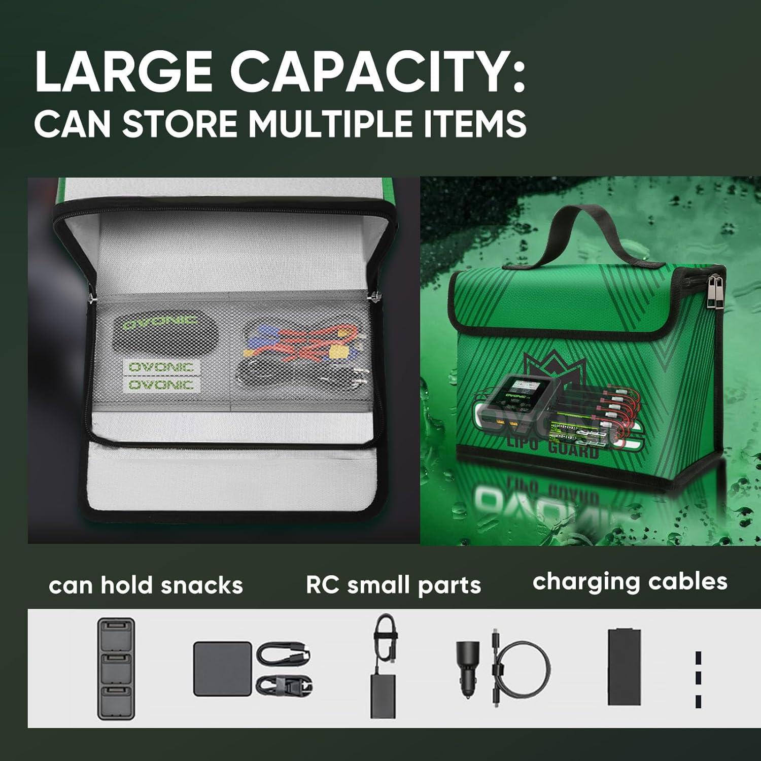 Bolsa Segura Lipo OVONIC Resistente al Fuego 26x13x18cm