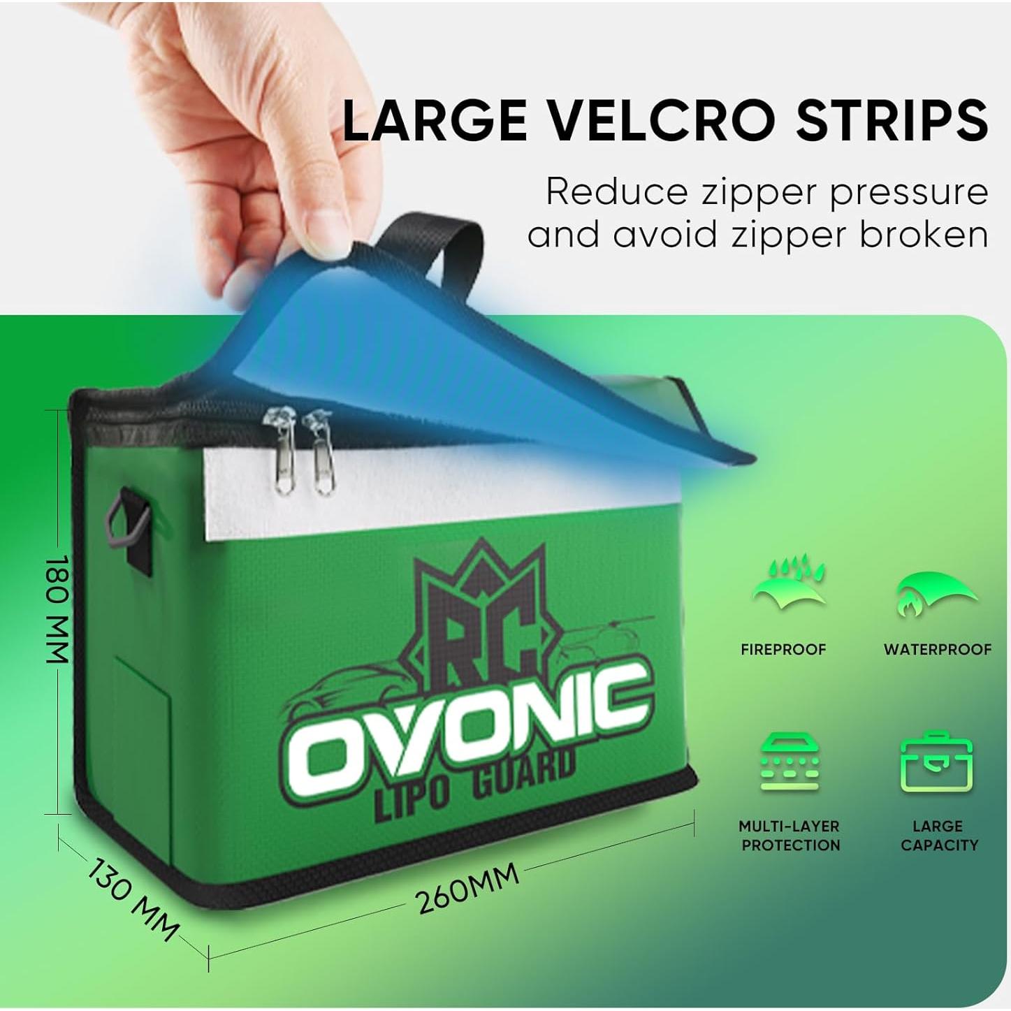Bolsa Segura Lipo OVONIC Resistente al Fuego 26x13x18cm