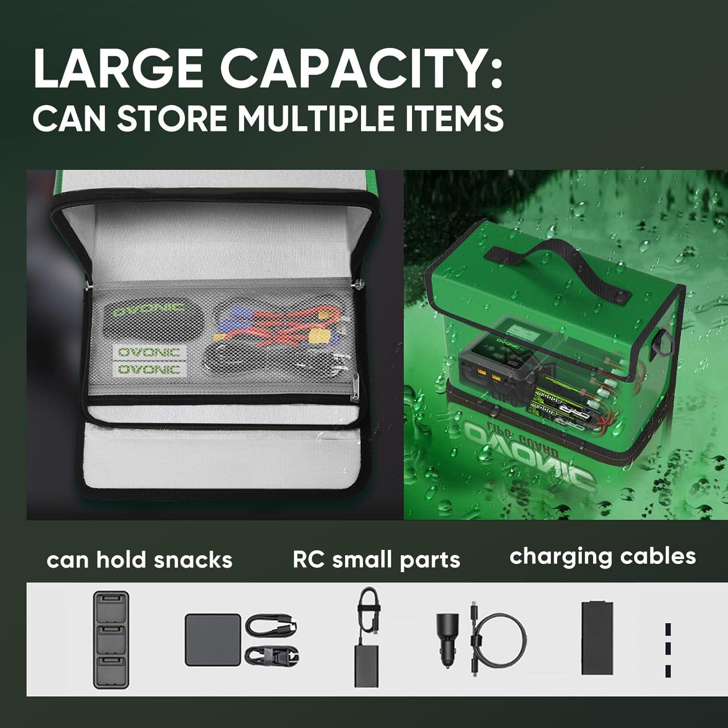 Bolsa Segura Lipo OVONIC Resistente al Fuego 26x13x18cm