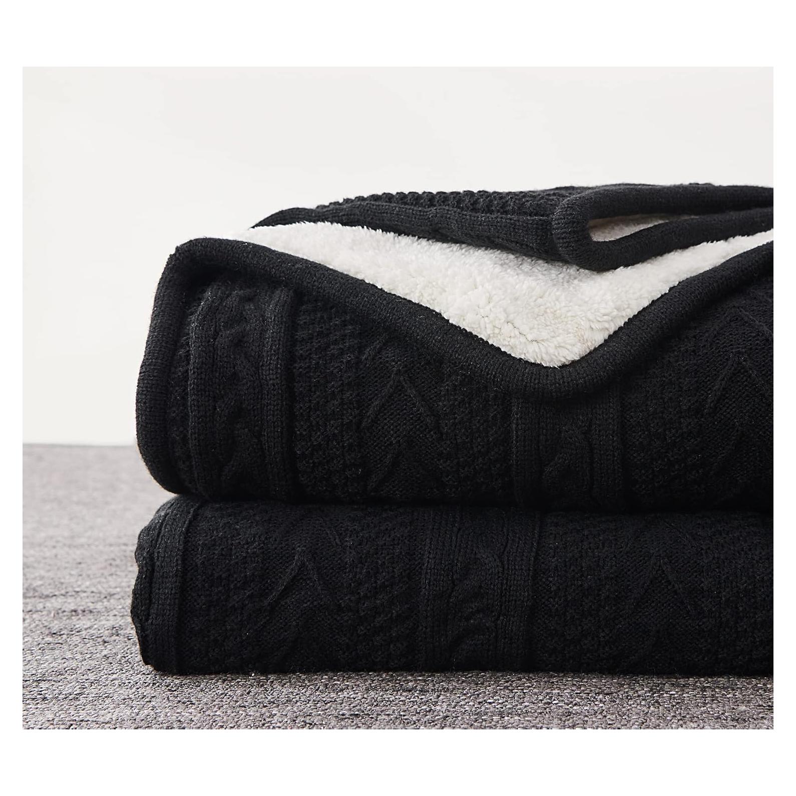 Manta de Acrílico Sherpa Longhui Negra 127x160 cm Gruesa