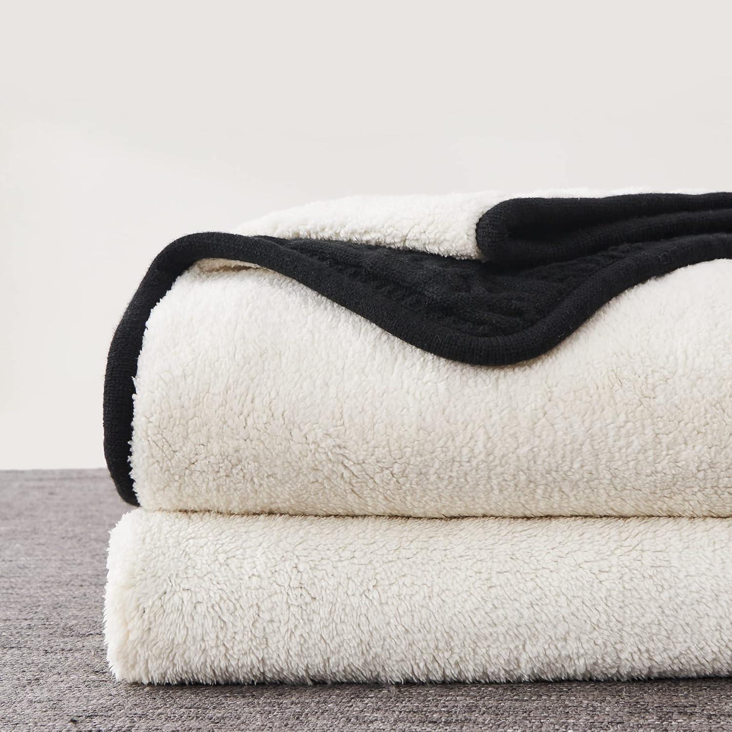 Manta de Acrílico Sherpa Longhui Negra 127x160 cm Gruesa