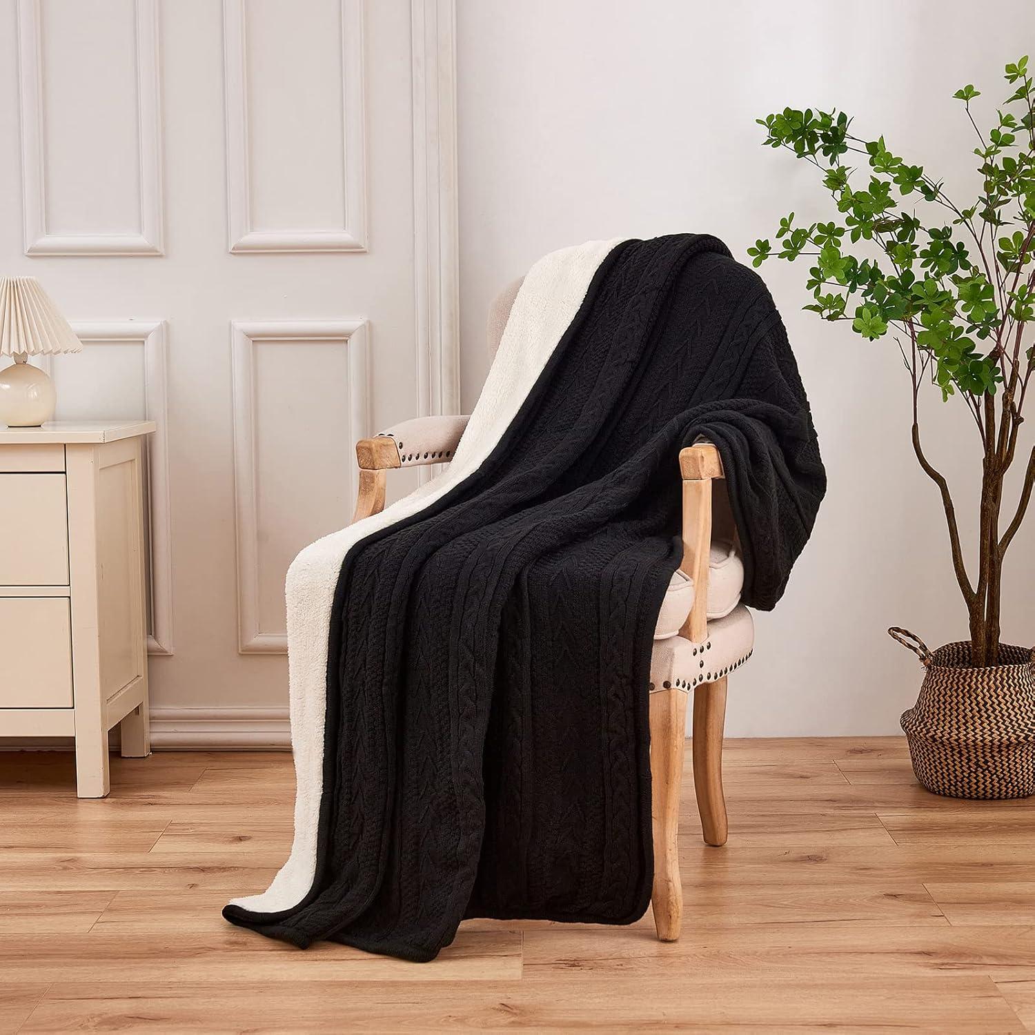 Manta de Acrílico Sherpa Longhui Negra 127x160 cm Gruesa