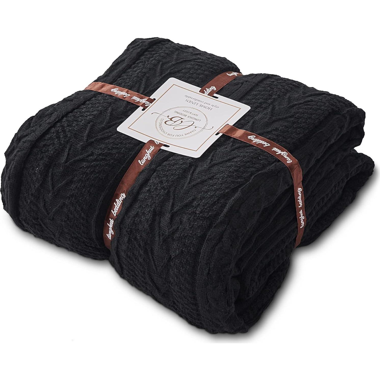 Manta de Acrílico Sherpa Longhui Negra 127x160 cm Gruesa