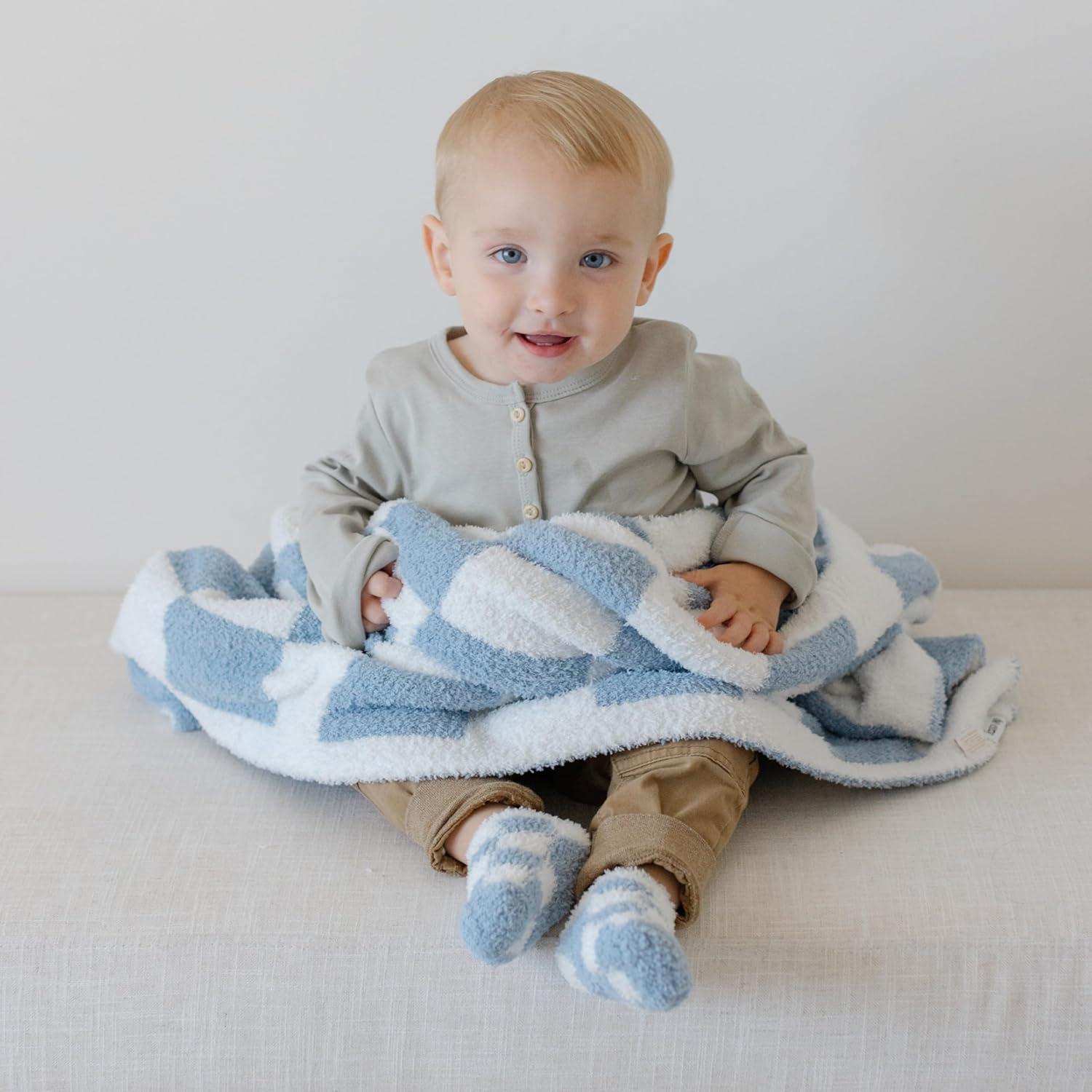 Manta de Bebé Orelle a Cuadros Azules 76x102 cm Suave