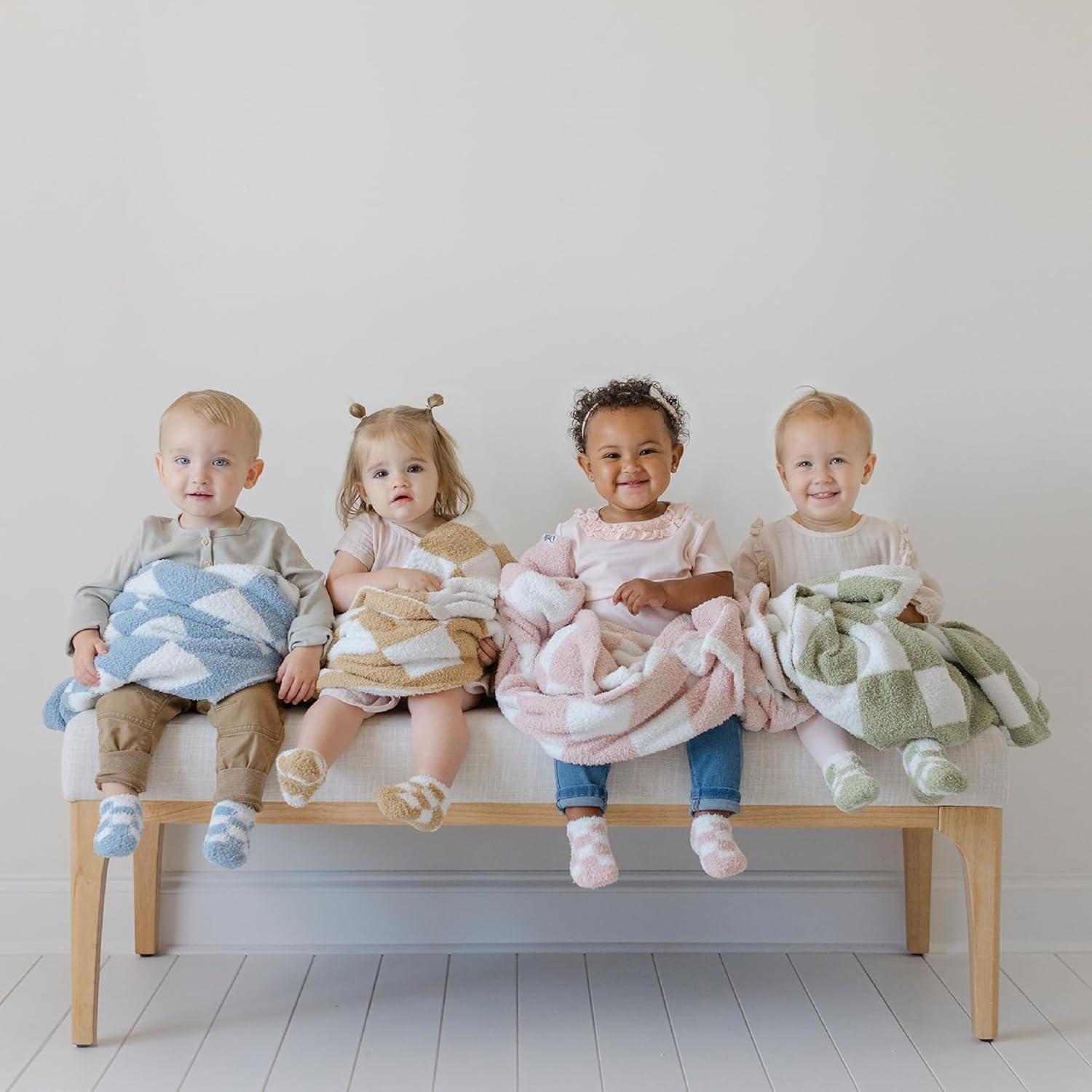 Manta de Bebé Orelle a Cuadros Azules 76x102 cm Suave