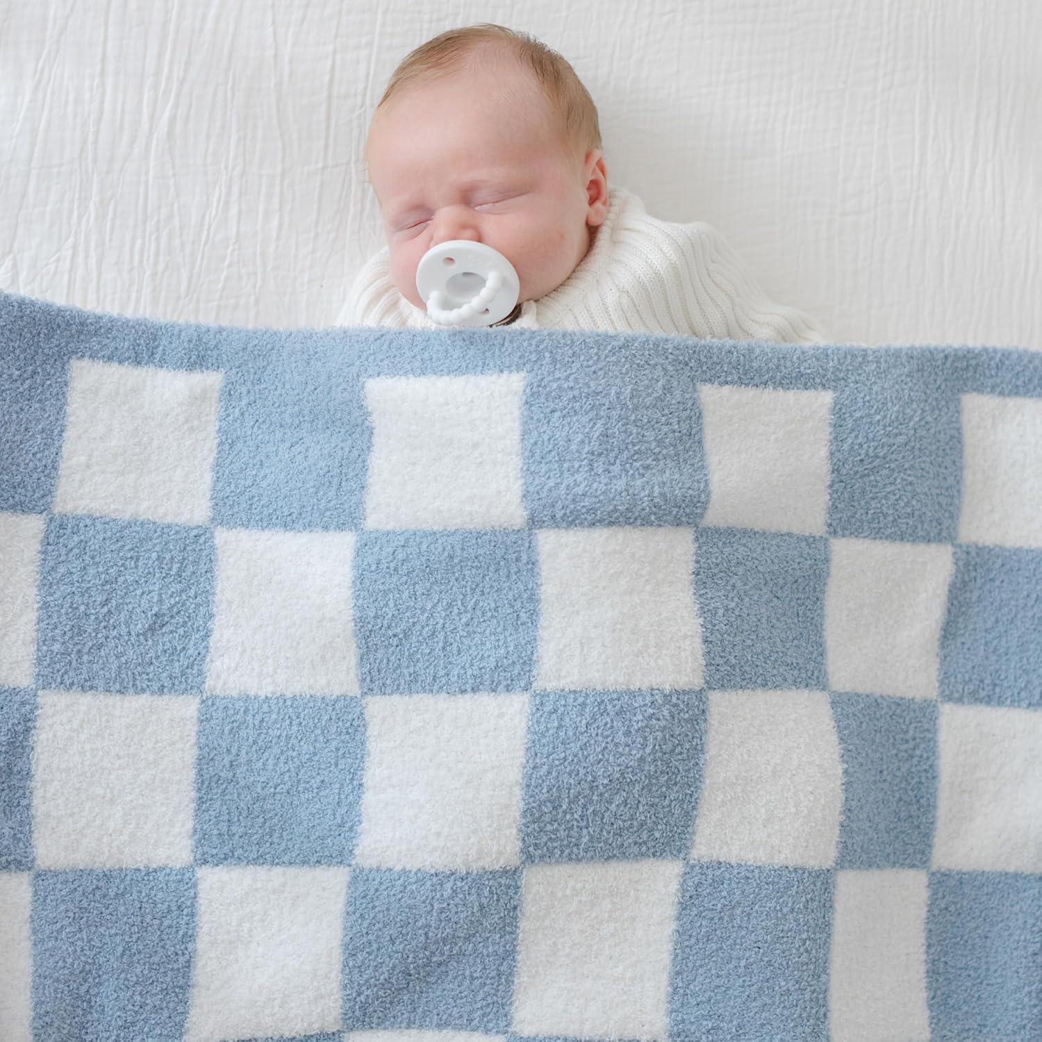 Manta de Bebé Orelle a Cuadros Azules 76x102 cm Suave