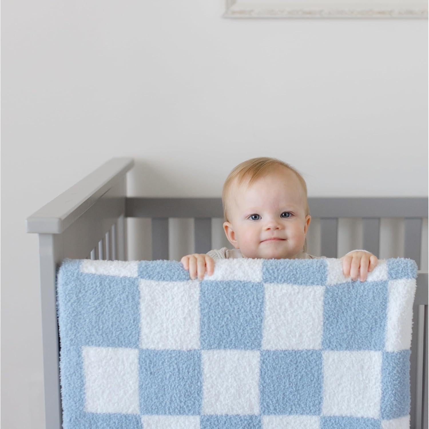 Manta de Bebé Orelle a Cuadros Azules 76x102 cm Suave