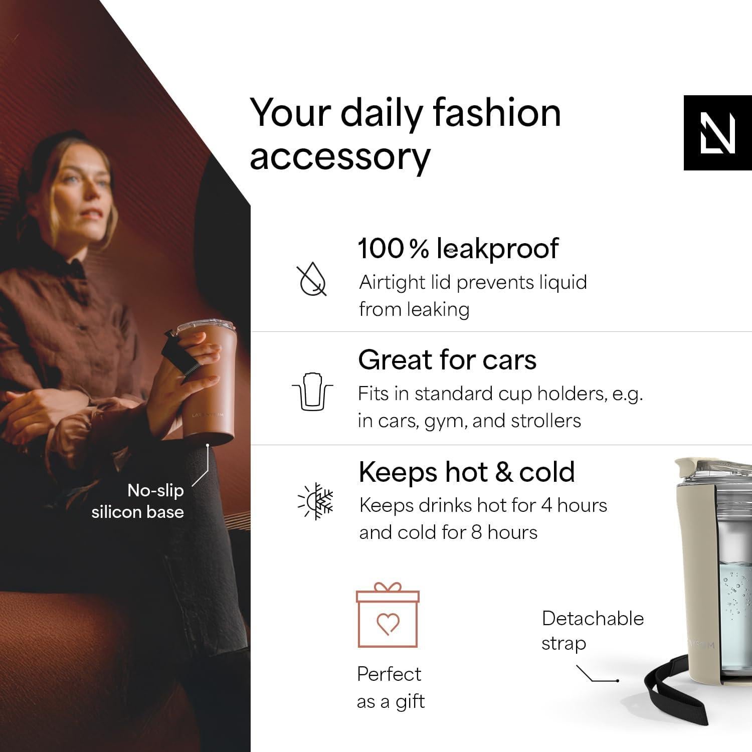 Taza Térmica LARS NYSØM 380ml Acero Inoxidable Beige Almendra