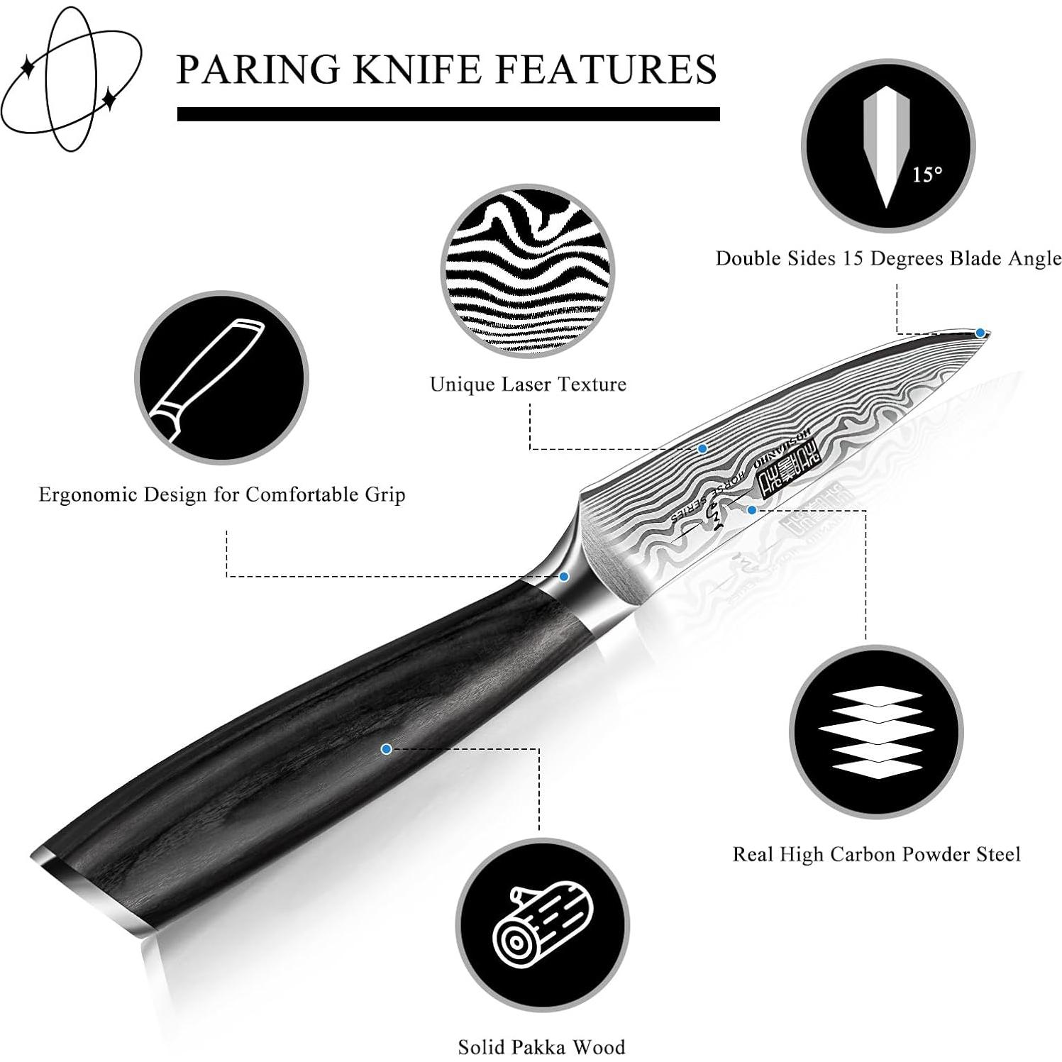 Cuchillo de Pelar HOSHANHO 9.5 cm Acero Carbono Mango Pakkawood