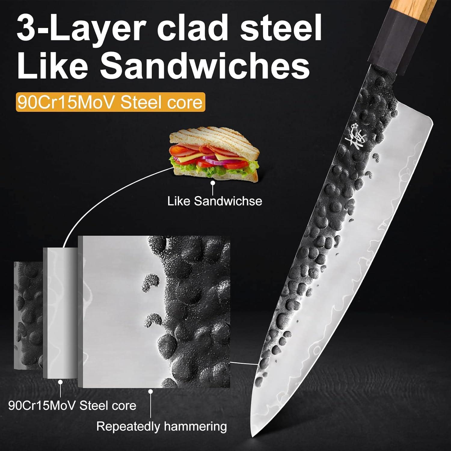 Juego de cuchillos de cocina Tinta de Ciruelas 3 piezas acero inoxidable