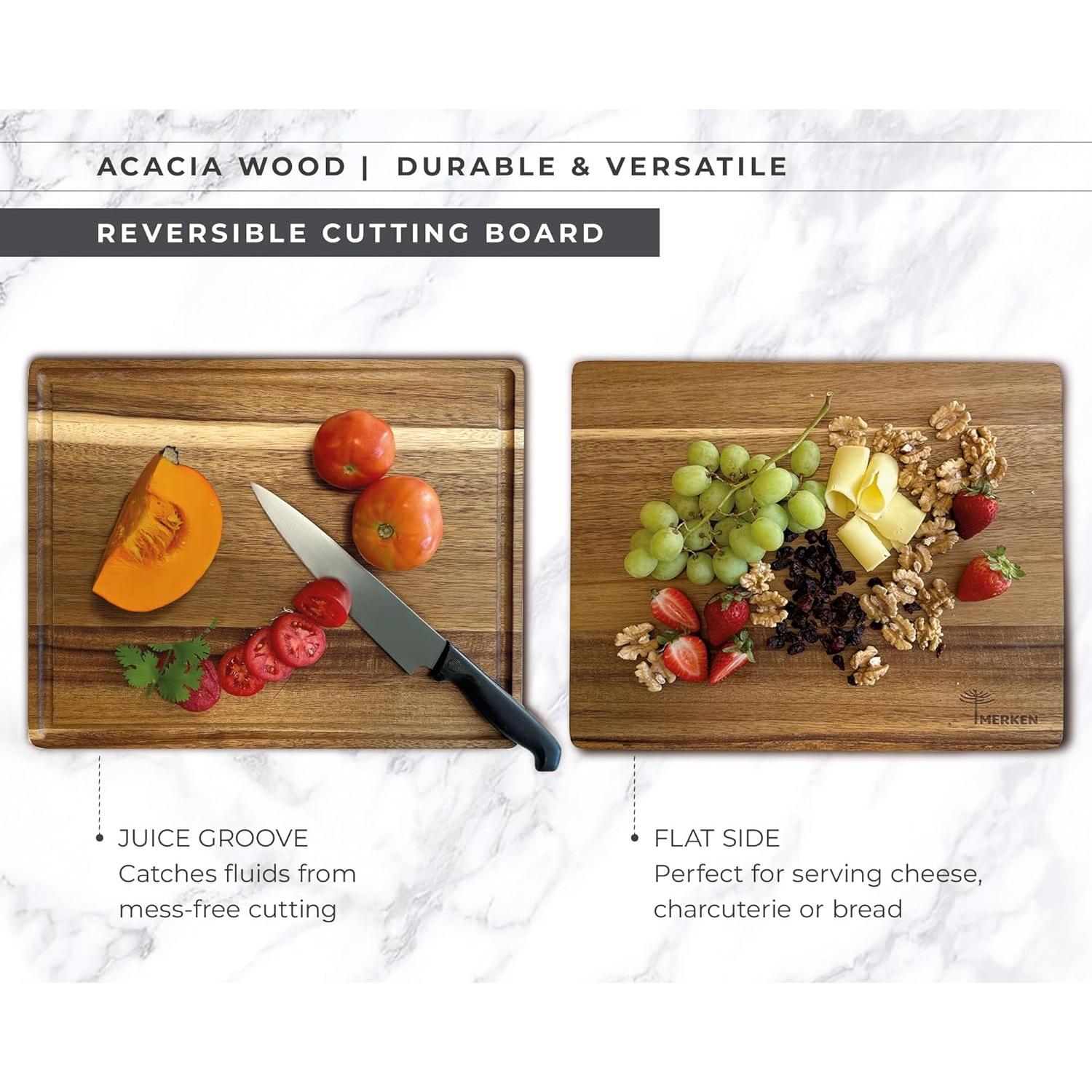 Tabla de Cortar Reversible de Madera Acacia 38x30cm Merken