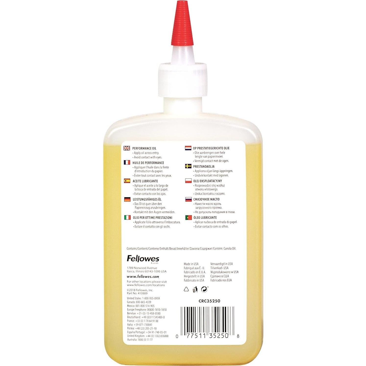 Aceite de Destrucción Fellowes 354.88 ml con Boquilla Extendida