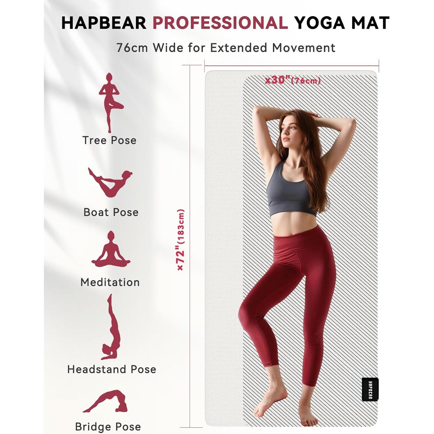 Esterilla de Yoga HAPBEAR Grande 183x76cm 5mm Antideslizante