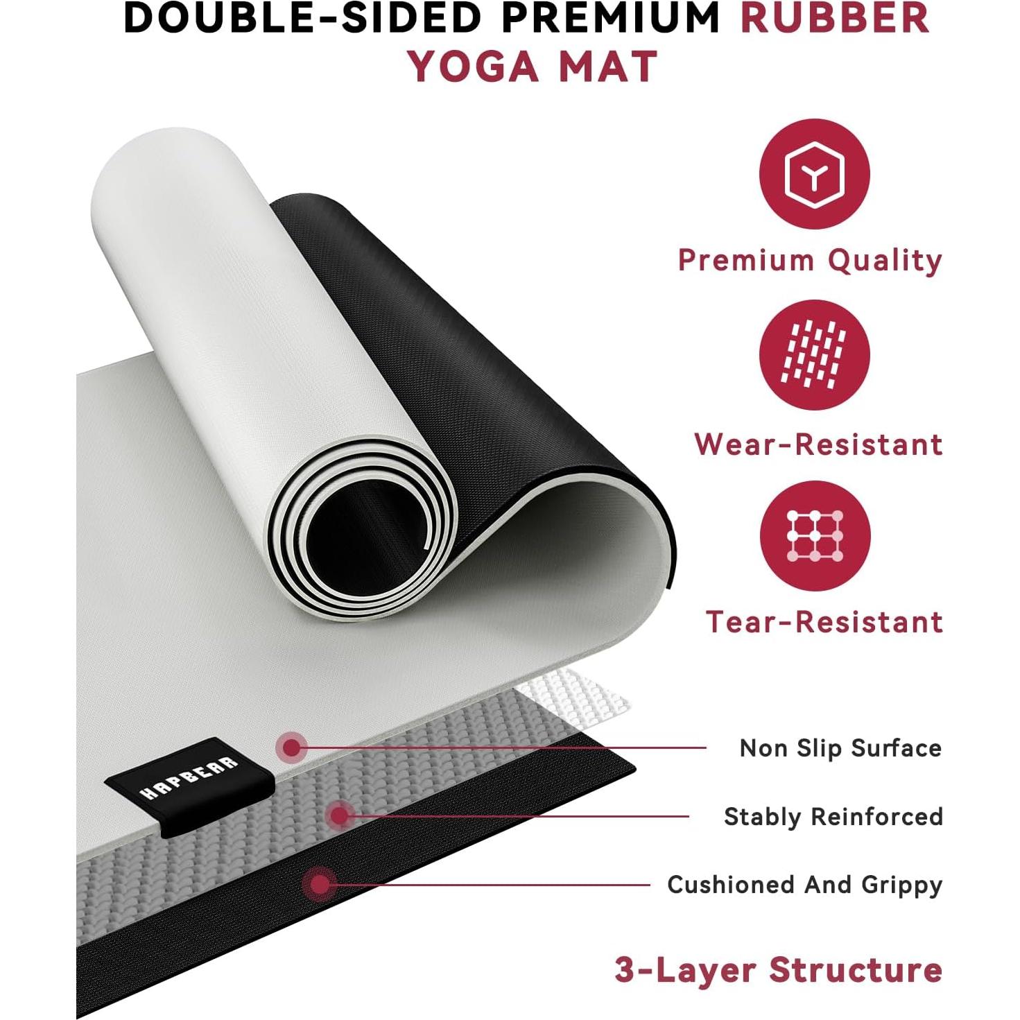 Esterilla de Yoga HAPBEAR Grande 183x76cm 5mm Antideslizante