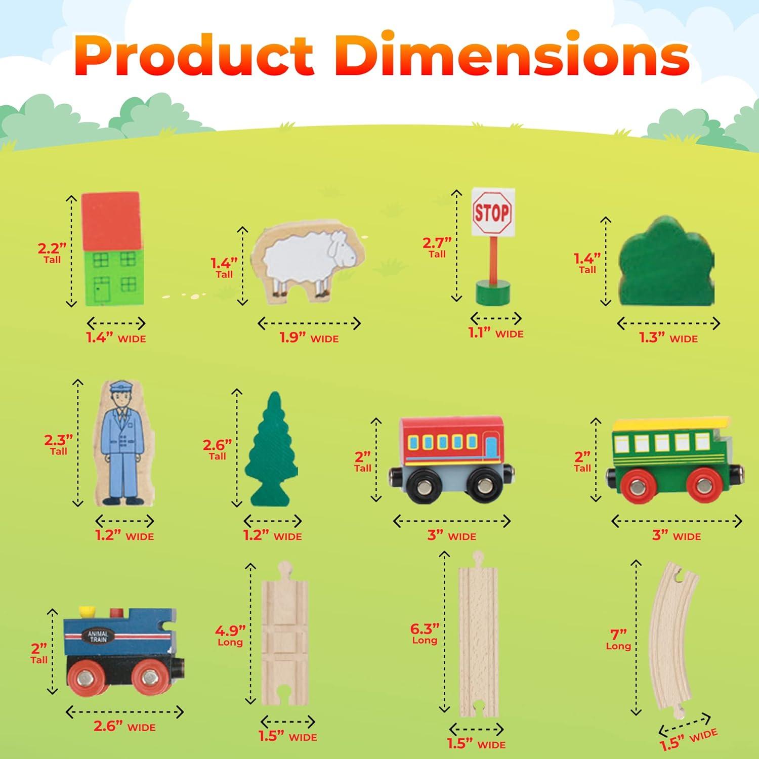Juego de tren de madera 35 piezas On Track USA con vías magnéticas