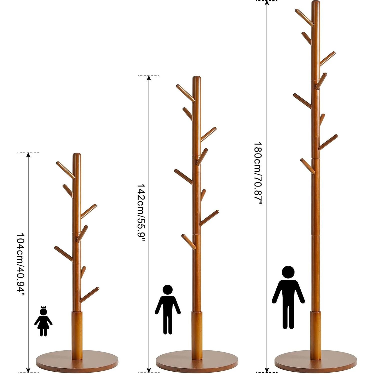 Perchero IBUYKE de Madera Ajustable con 8 Ganchos - Marrón