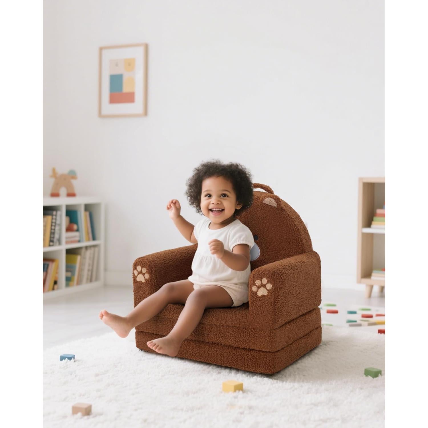 Sofá Plegable 2-en-1 MOONBEEKI para Niños Oso Mediano