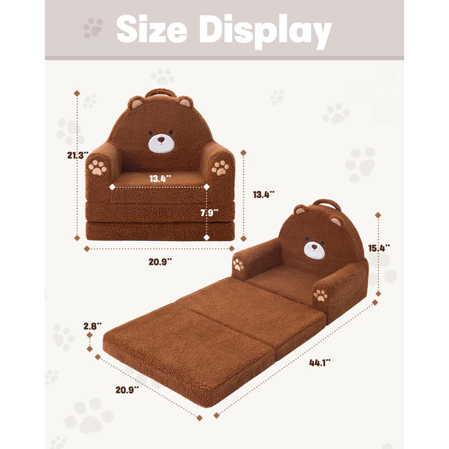 Sofá Plegable 2-en-1 MOONBEEKI para Niños Oso Mediano