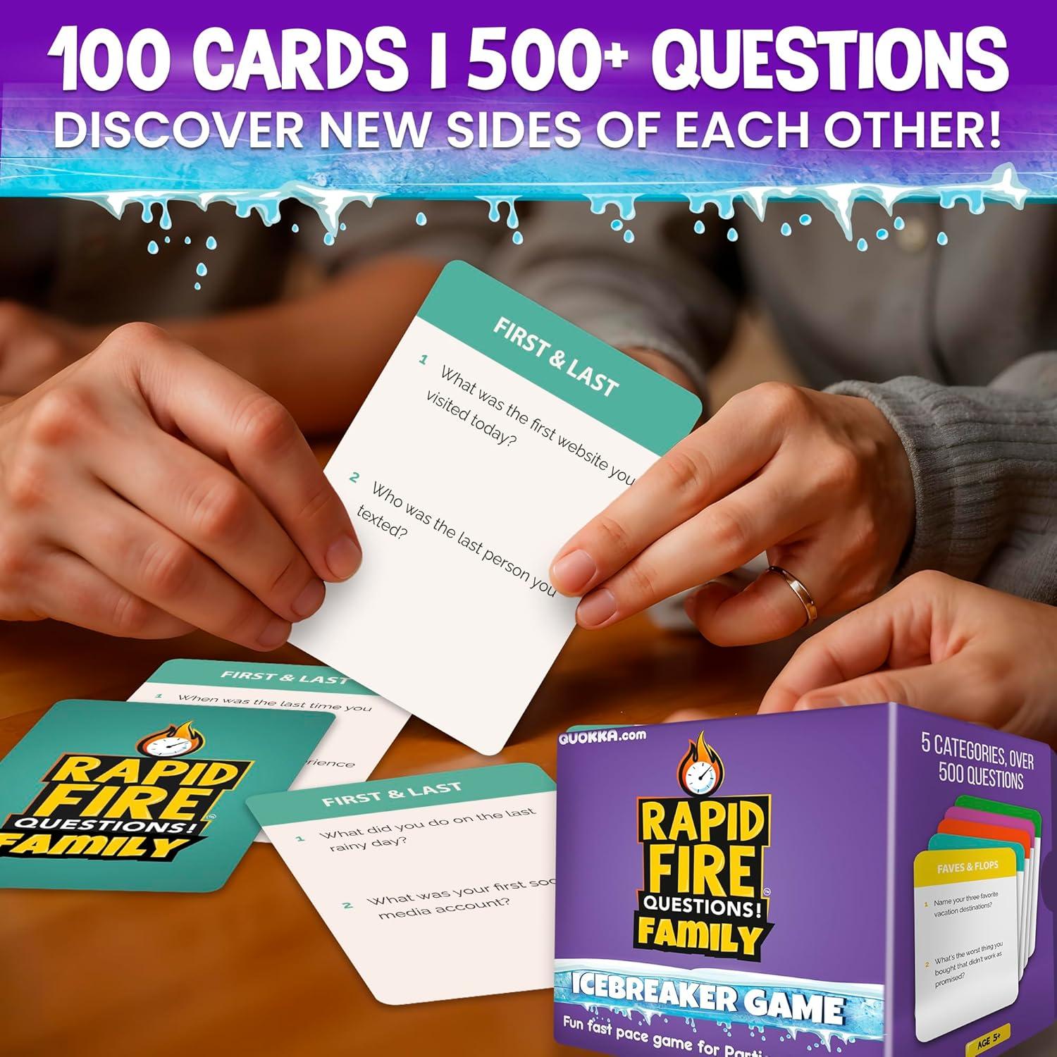 Juego de Cartas de Conversación QUOKKA Familiar Premium - 500 Preguntas