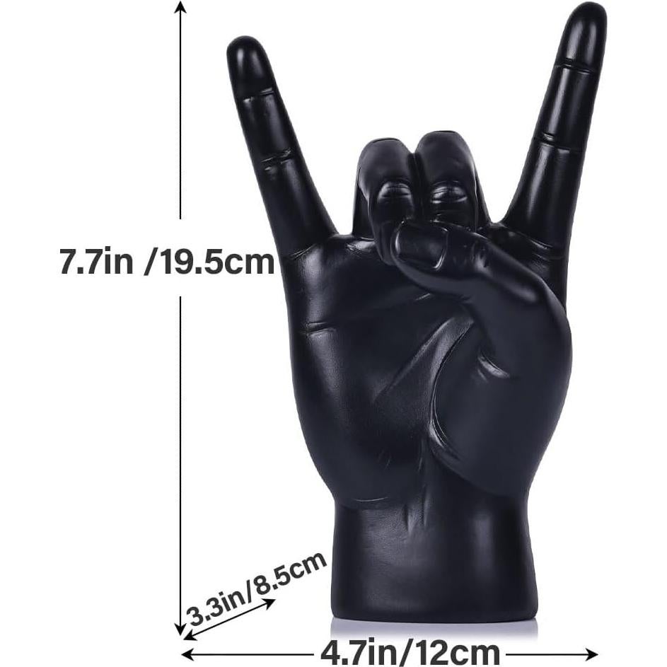 Estatua de Mano Rock On QIANLING de Resina Negra 19.56 cm